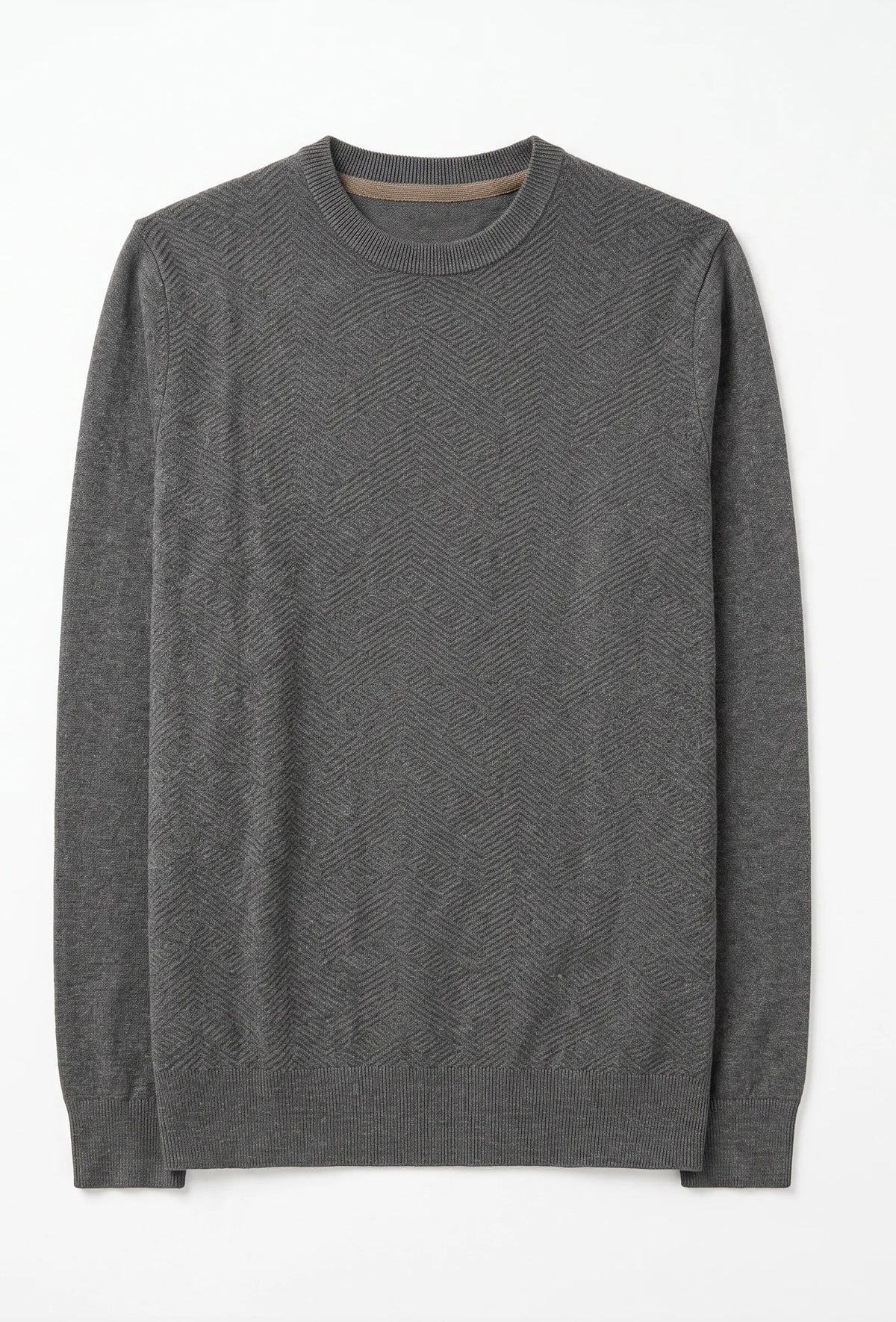 Maglia grircollo con lavorazione tono su tono|Colore:Dark grey melange