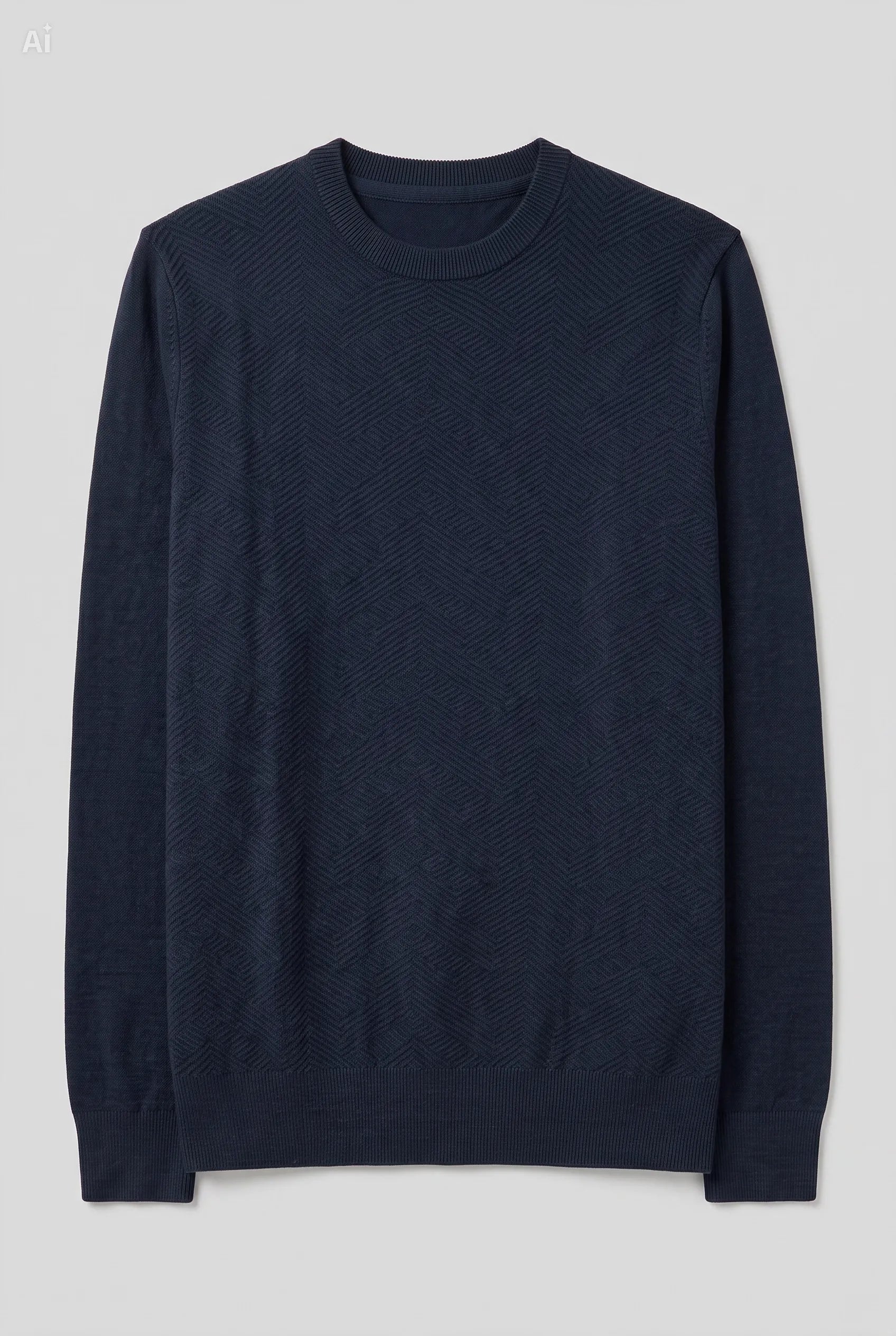 Maglia grircollo con lavorazione tono su tono|Colore:Blue navy