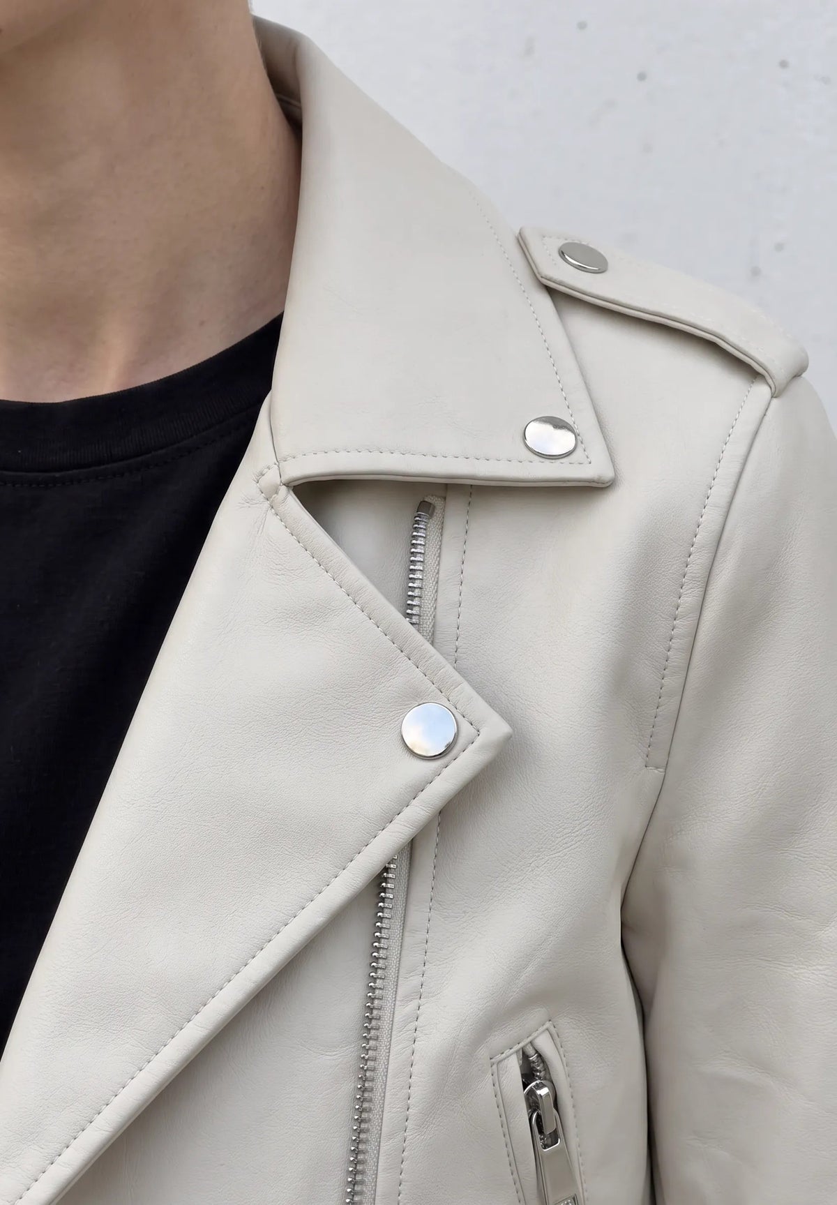 Giubbino Biker effetto pelle|Colore:Avorio