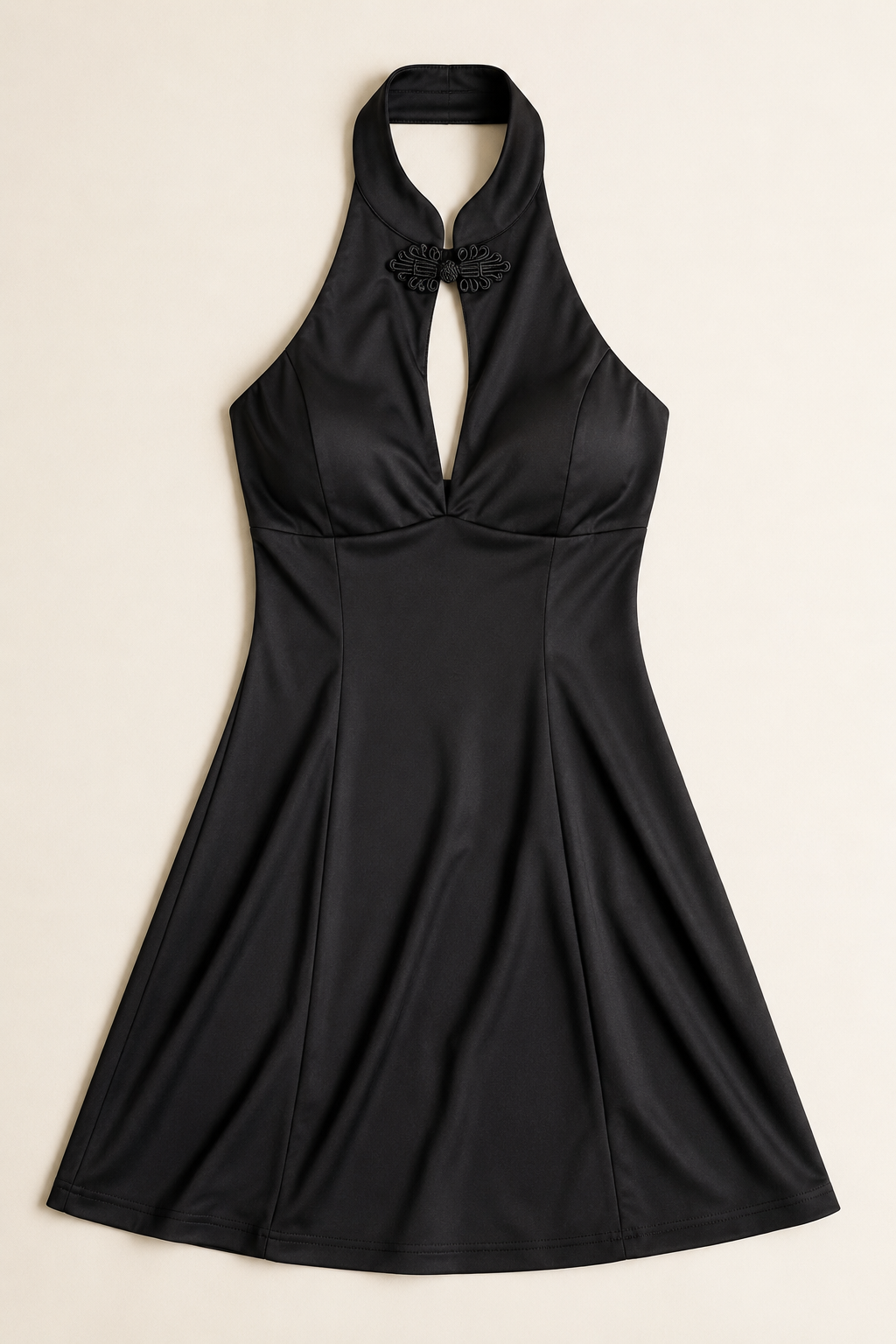 Abito halter con chiusura orientale|Colore:Nero