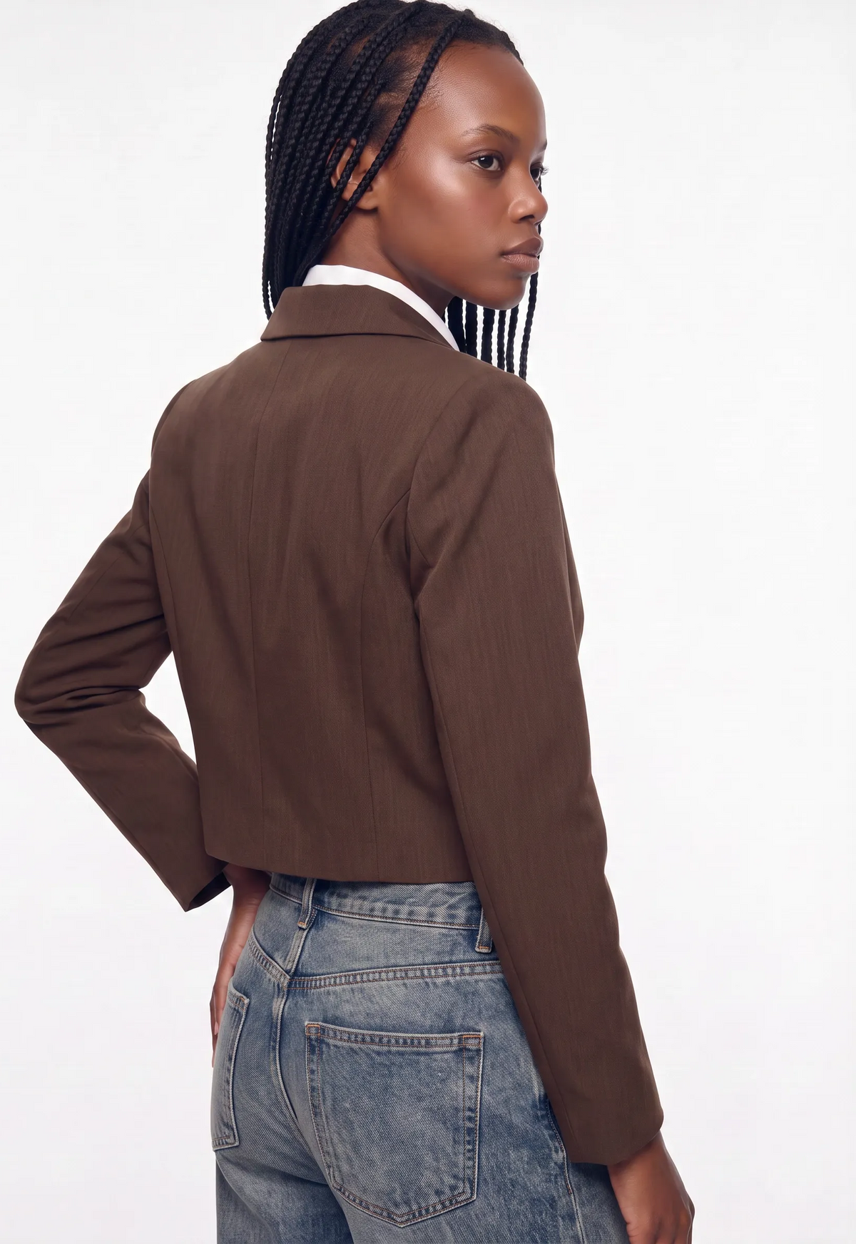 Blazer cropped con camicia|Colore:Marrone