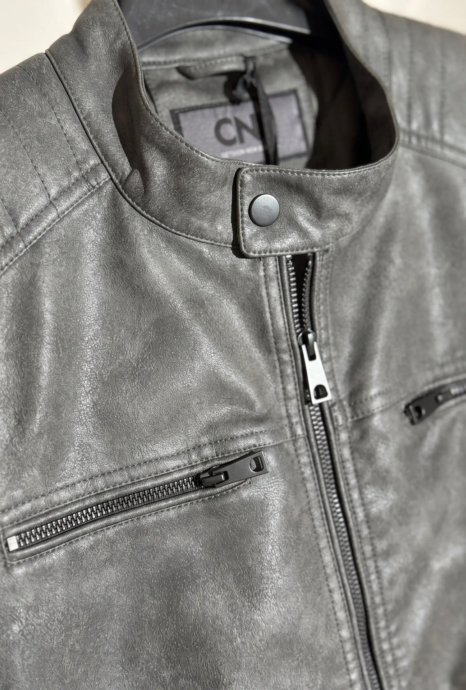 giubbotto biker effetto iused|Colore:Black