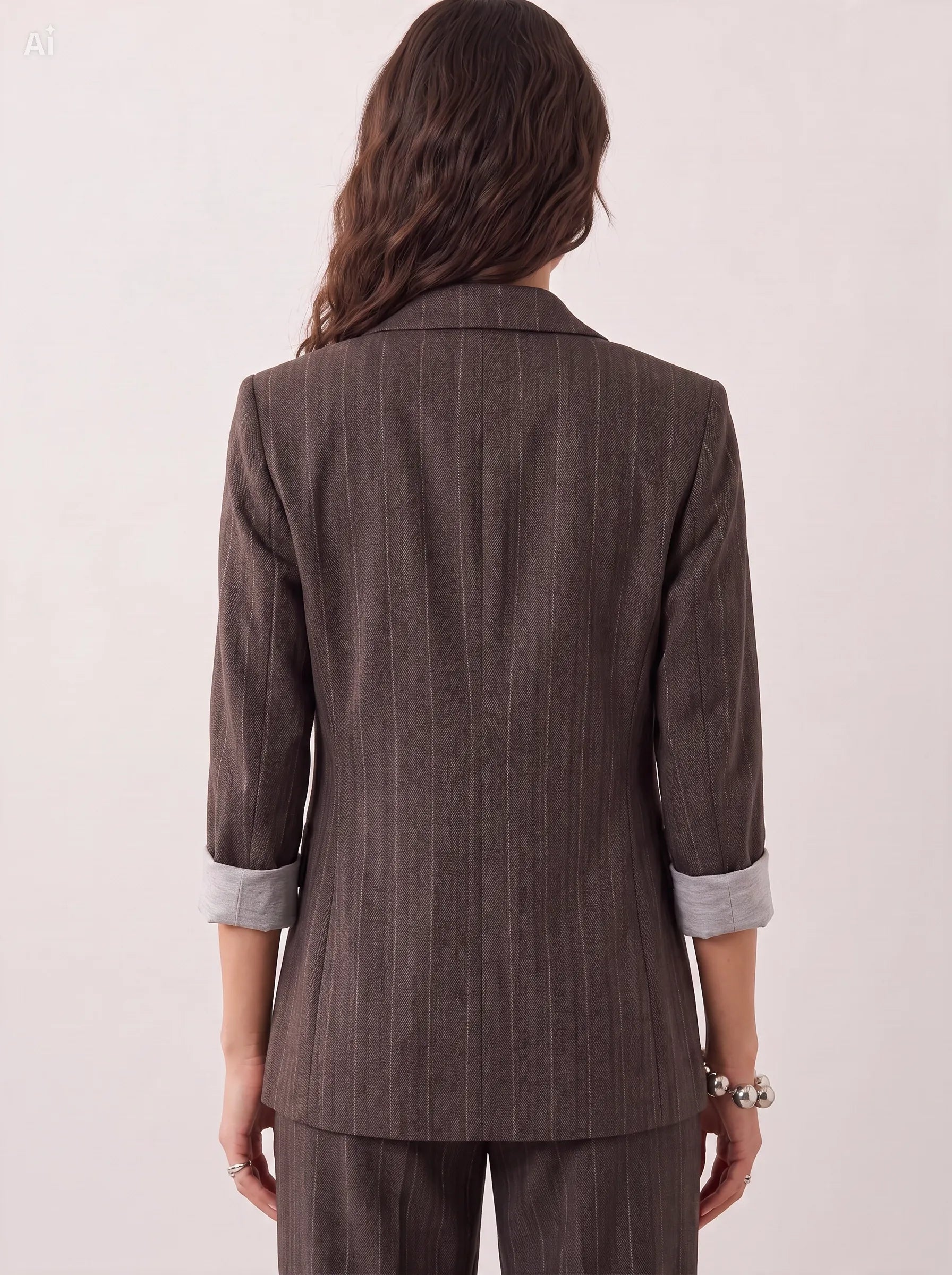 Giacca effetto denim gessato|Colore:Marrone