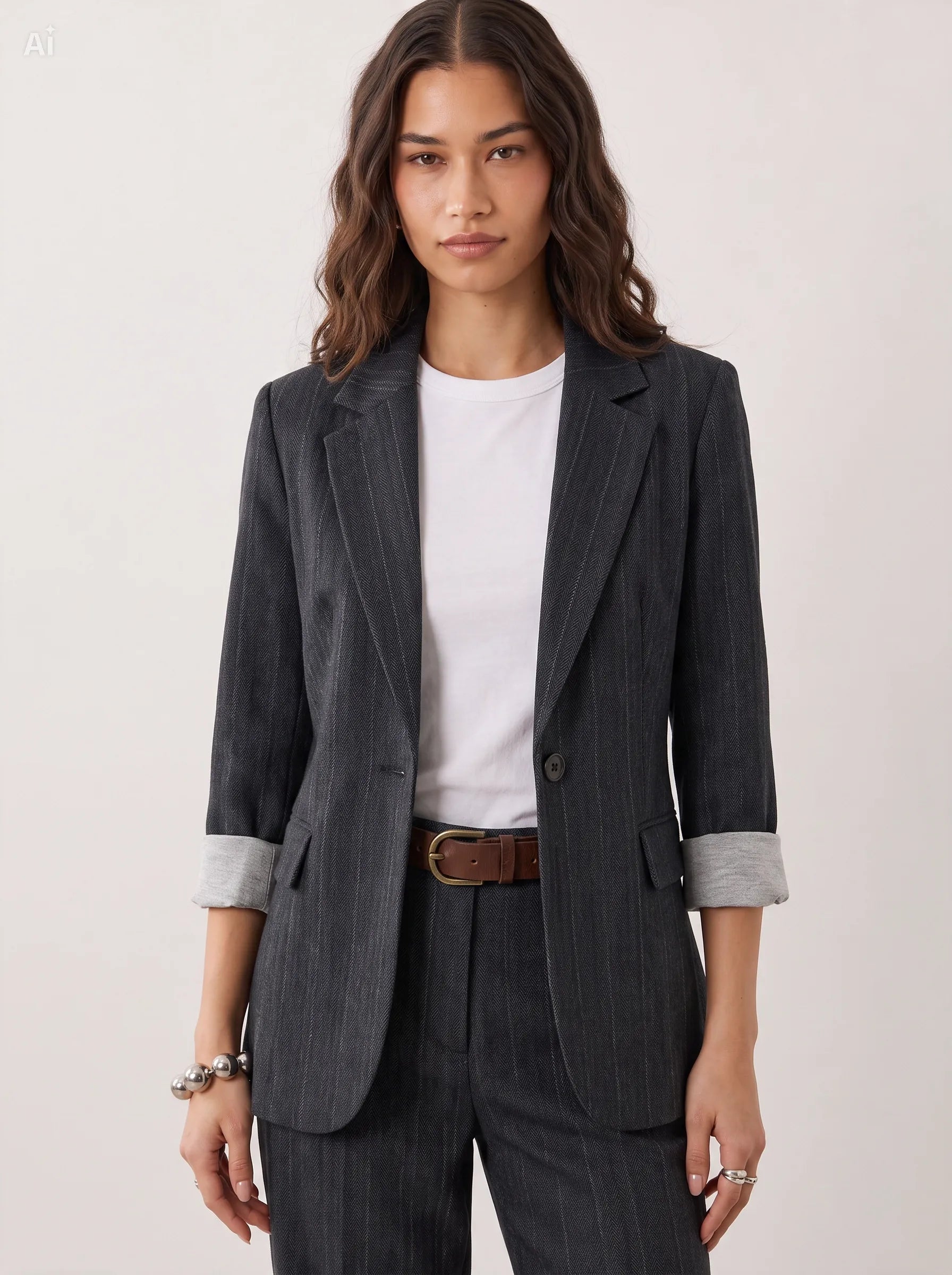 Giacca effetto denim gessato|Colore:Jeans