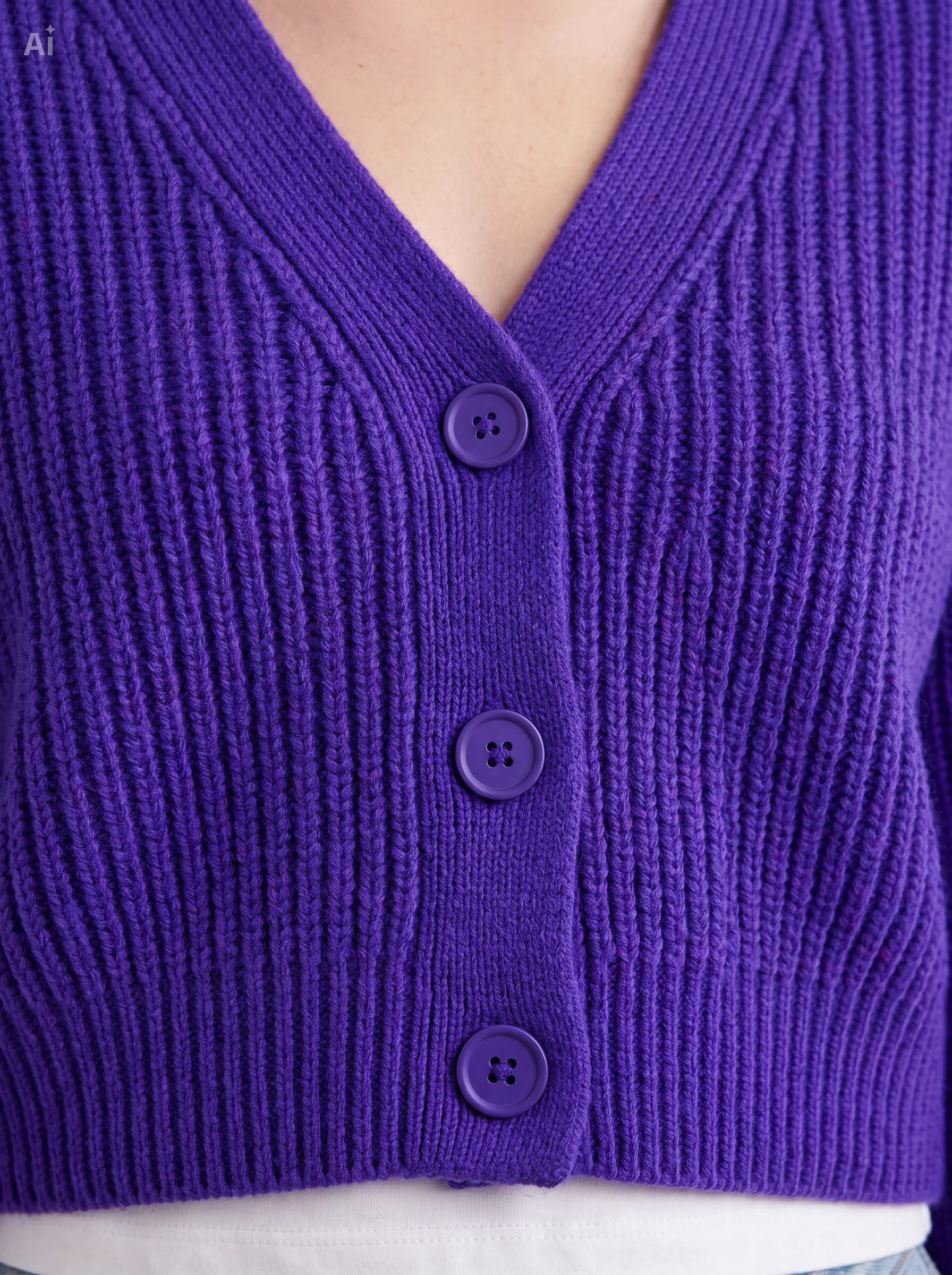 Cardigan con un profondo scollo a V ri|Colore:Viola