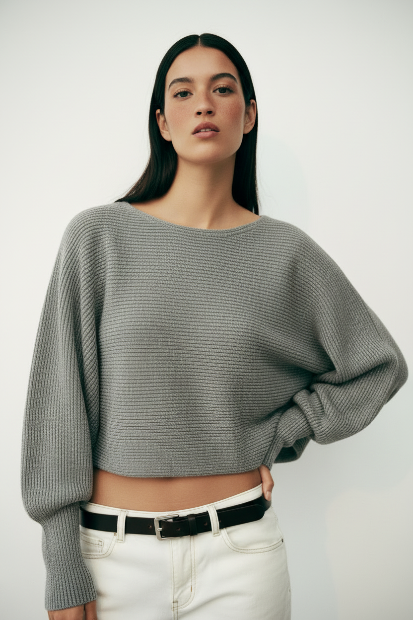 Maglia manica pipistrello filato shimmer|Colore:Fango