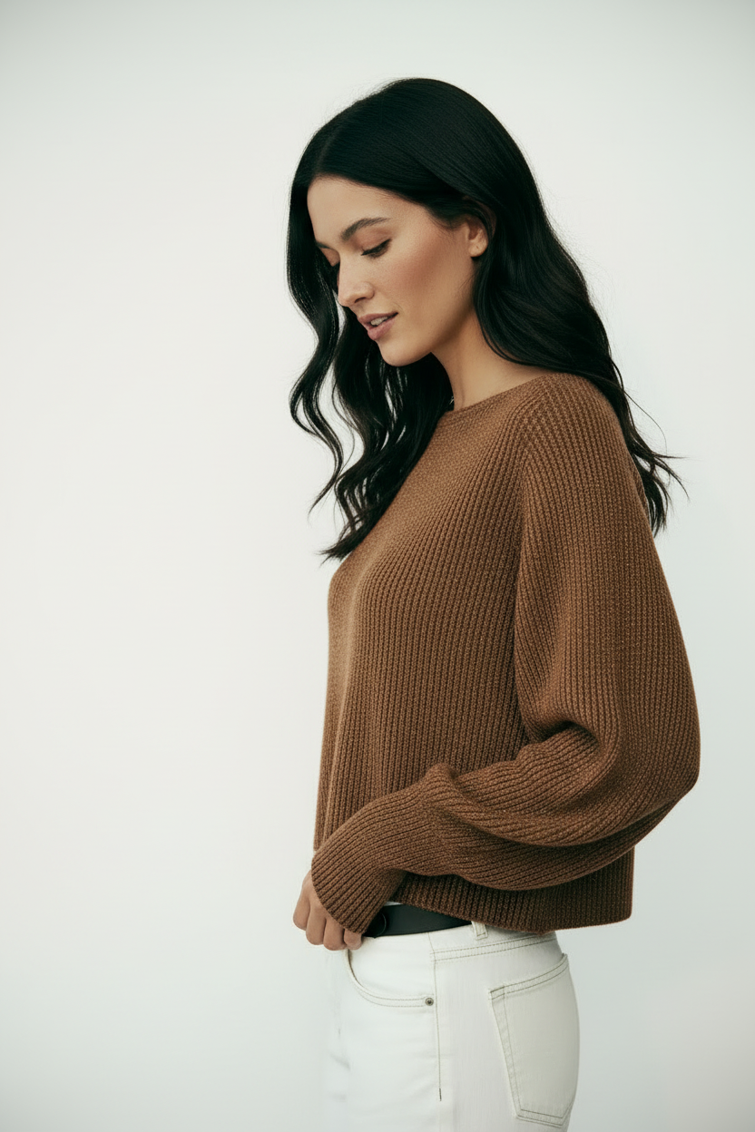 Maglia manica pipistrello filato shimmer|Colore:Marrone