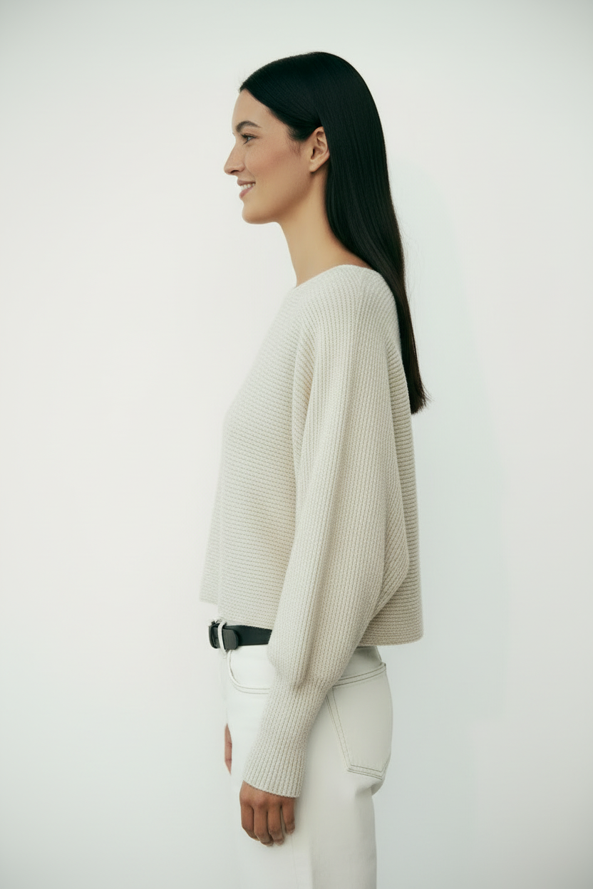 Maglia manica pipistrello filato shimmer|Colore:Panna