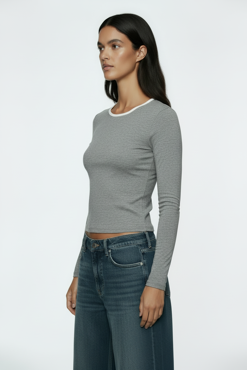 Maglia doppio collo|Colore:Grigio