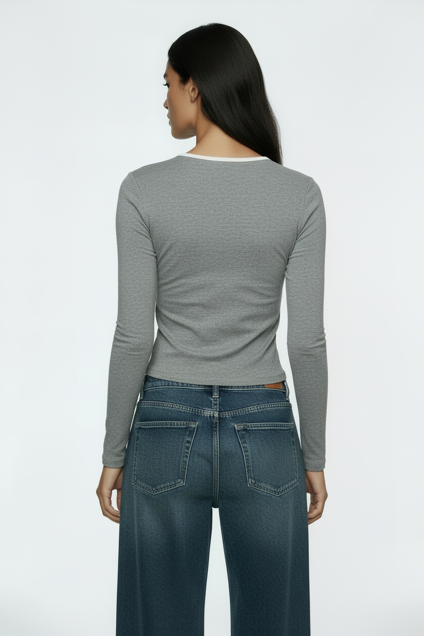 Maglia doppio collo|Colore:Grigio