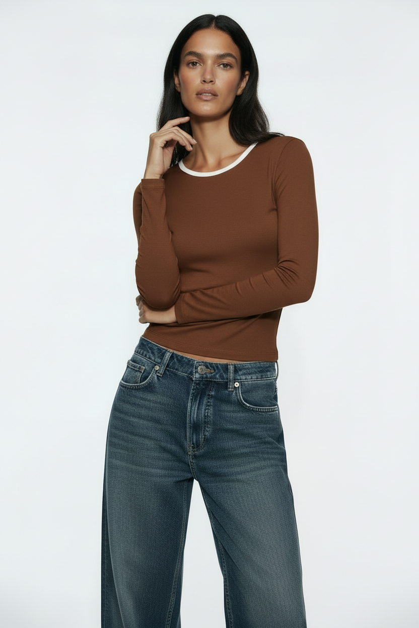 Maglia doppio collo|Colore:Caffe