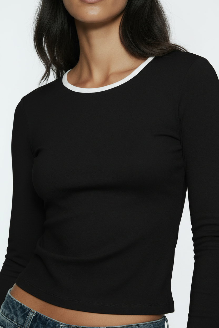 Maglia doppio collo|Colore:Nero