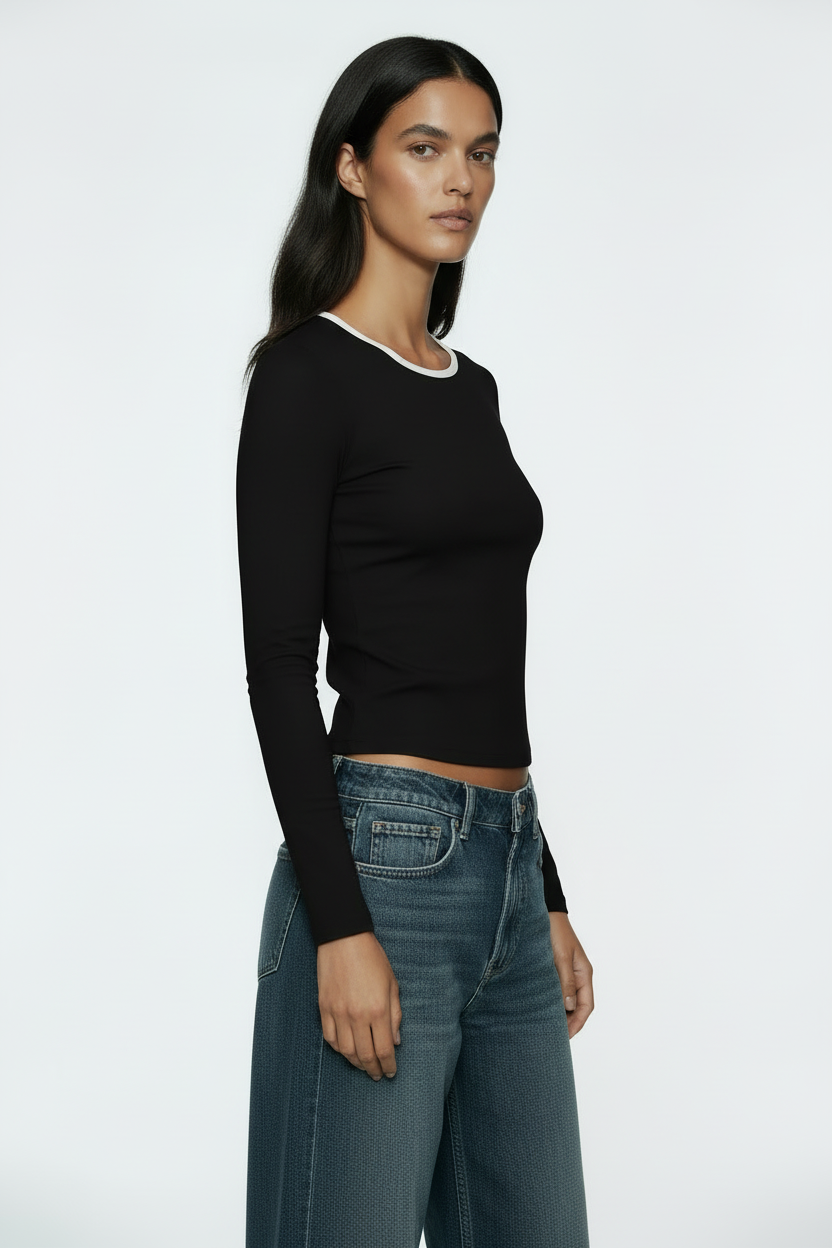 Maglia doppio collo|Colore:Nero