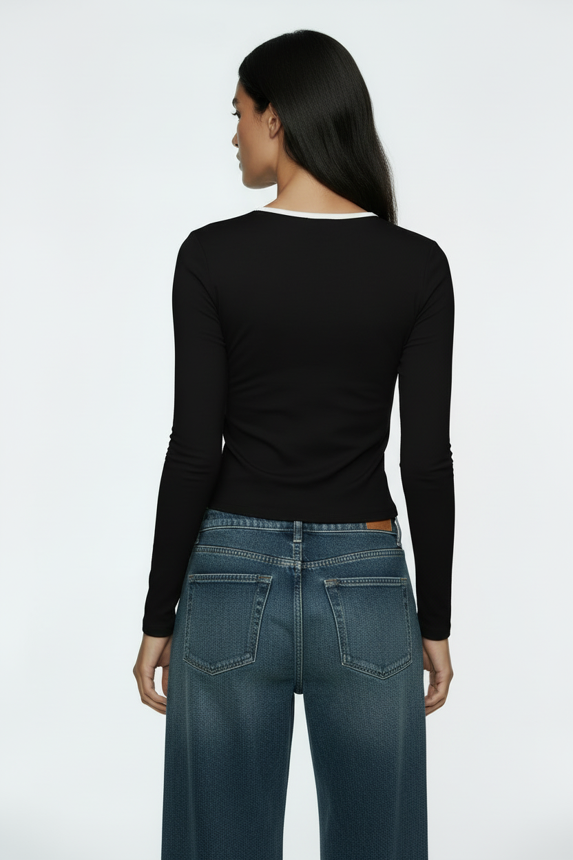 Maglia doppio collo|Colore:Nero