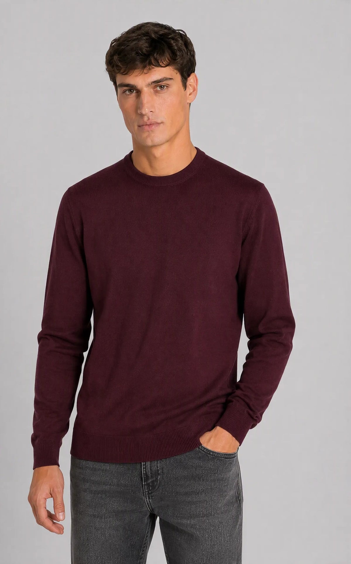 Maglia girocollo basic|Colore:Bordeaux