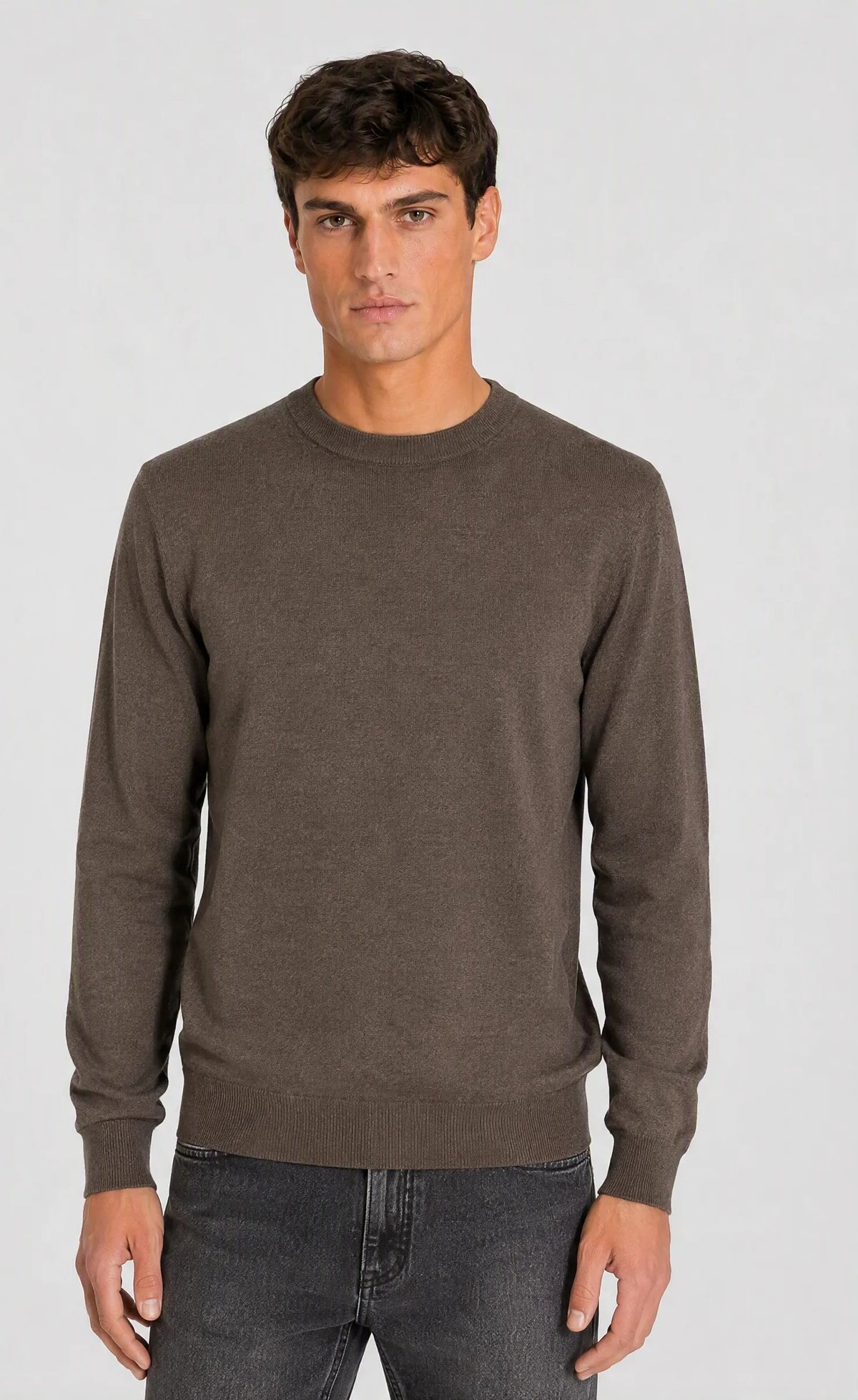 Maglia girocollo basic|Colore:Mud melange