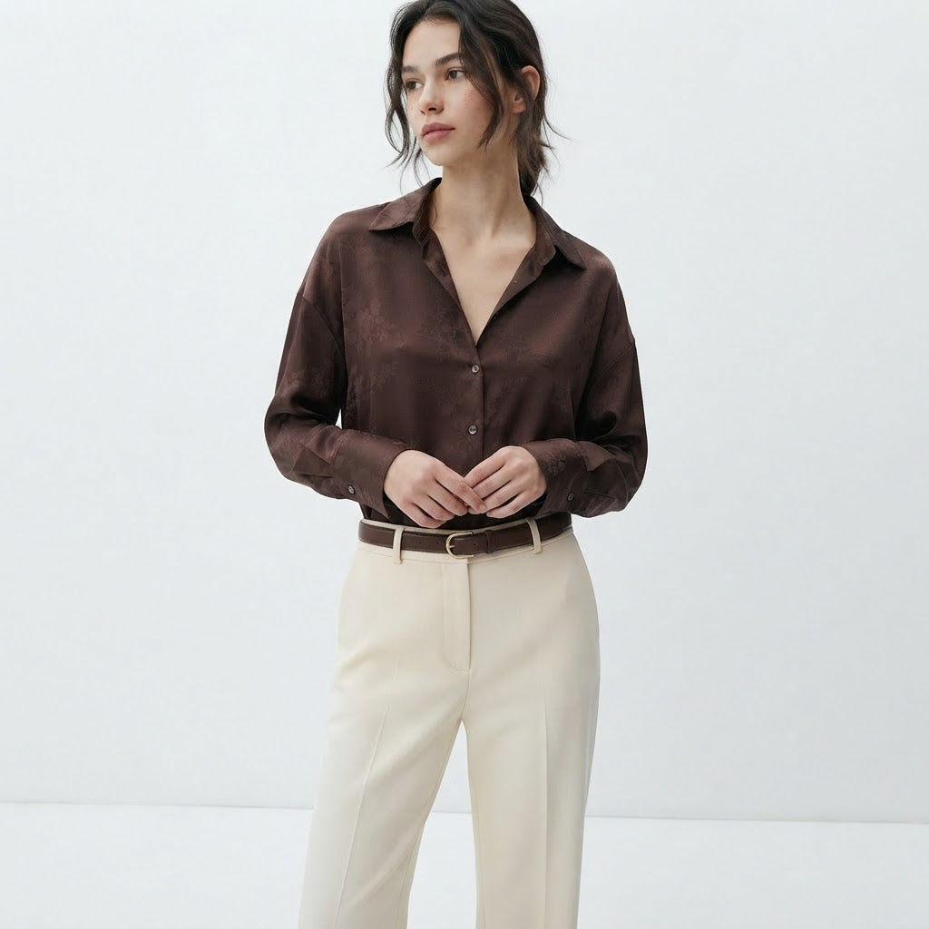 Camicia satinata |Colore:Marrone