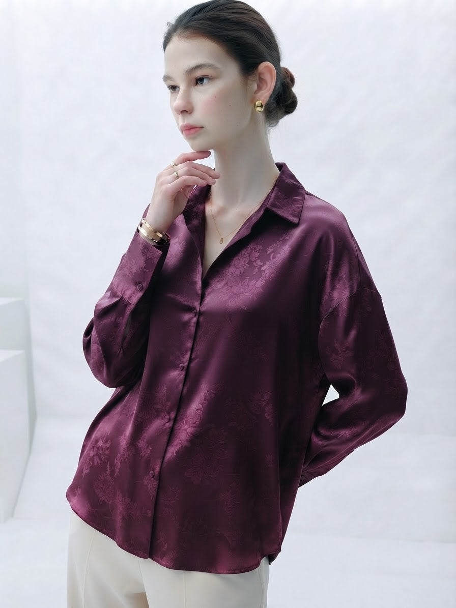 Camicia satinata |Colore:Prugna