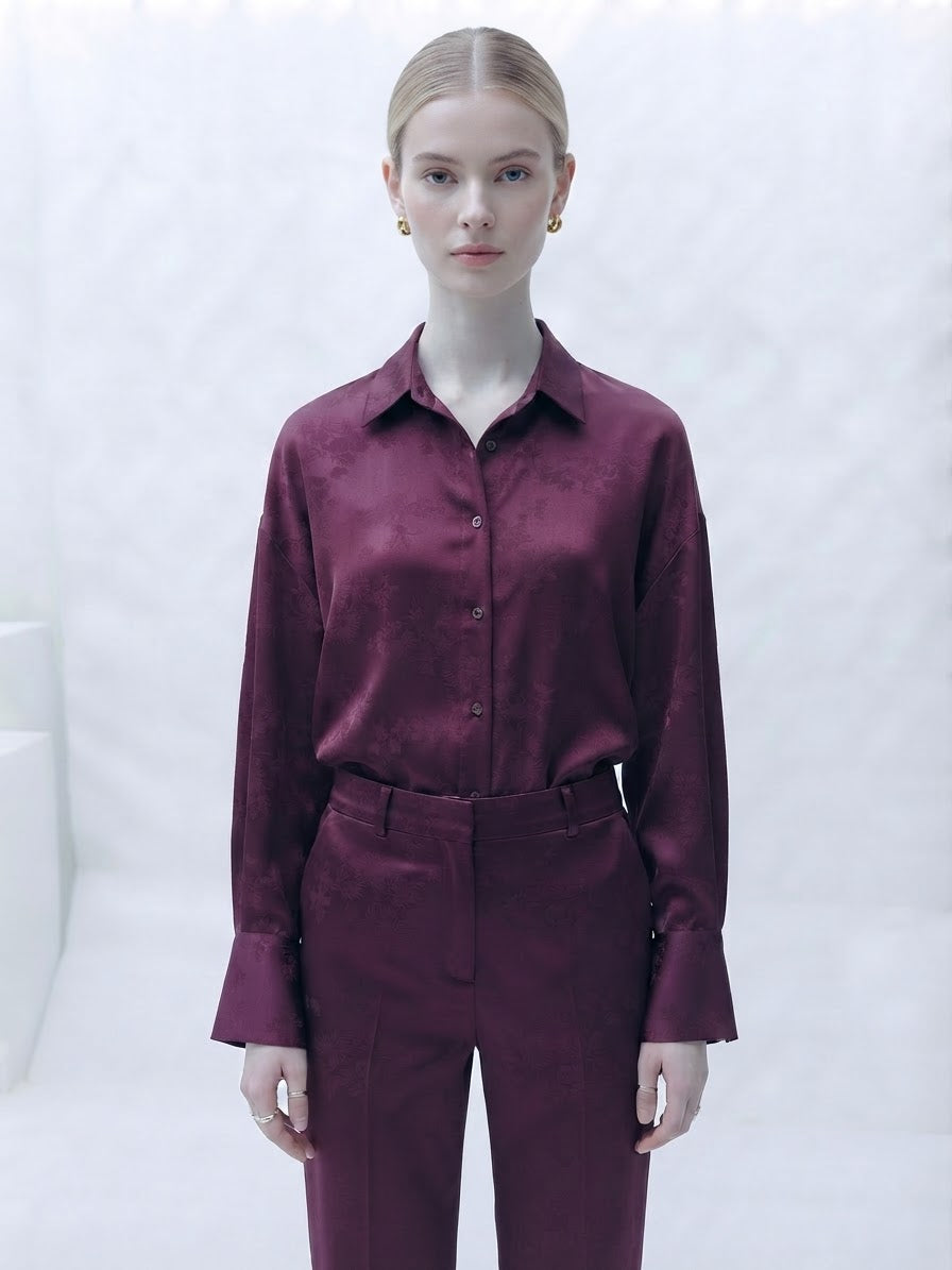 Camicia satinata |Colore:Prugna