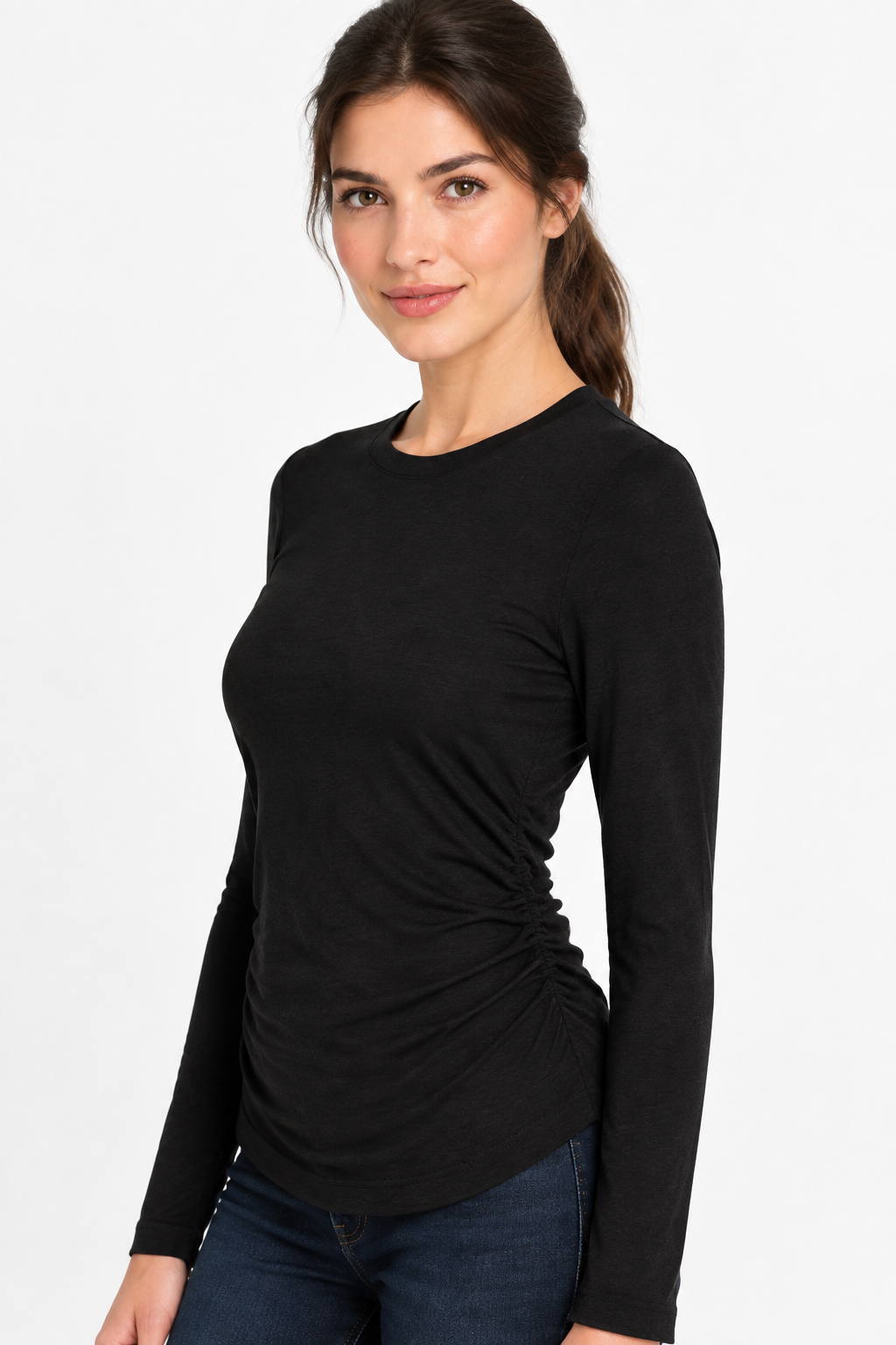 Maglia girocollo maniche lunghe|Colore:Nero