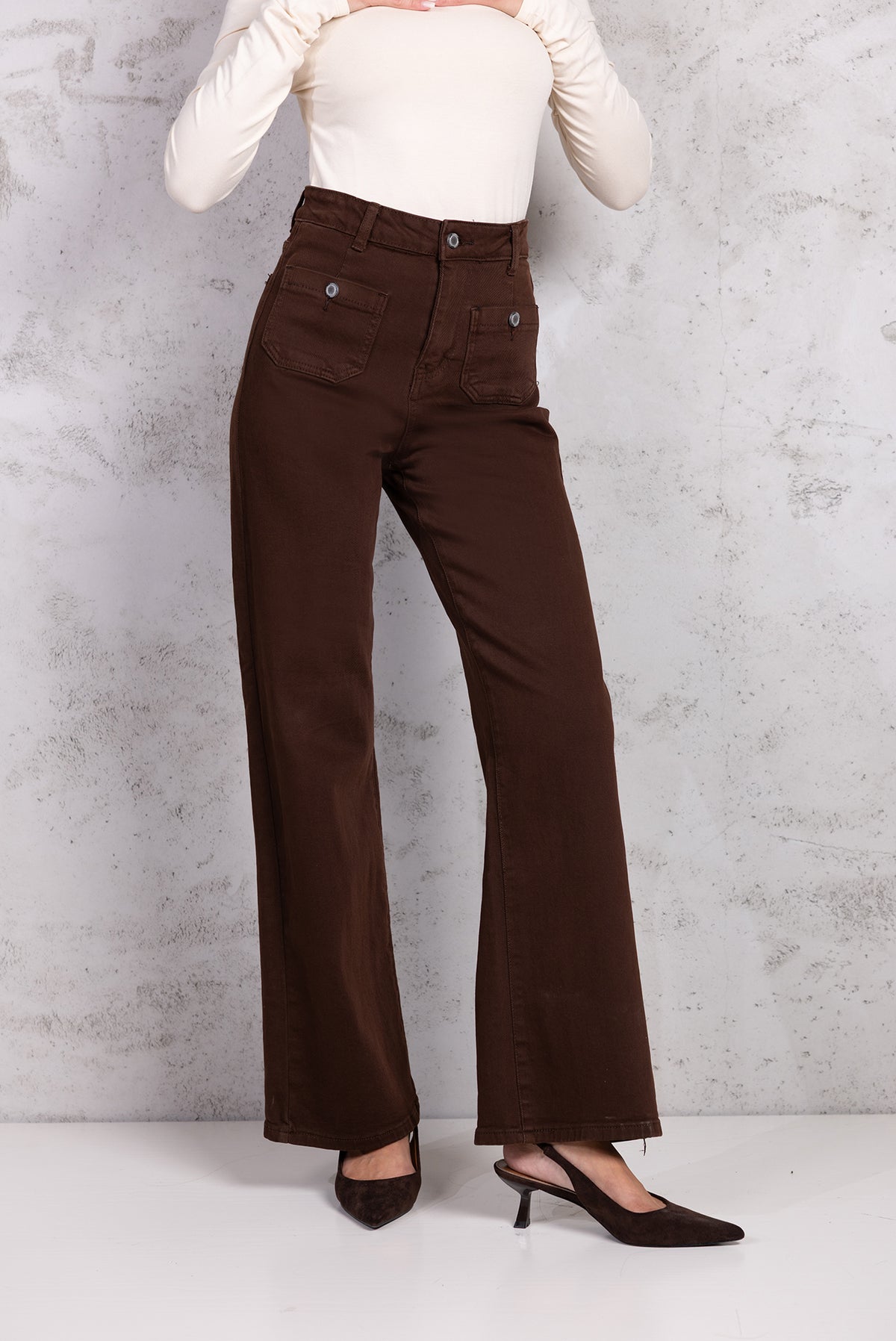 Jeans taschini applicati|Colore:Marrone