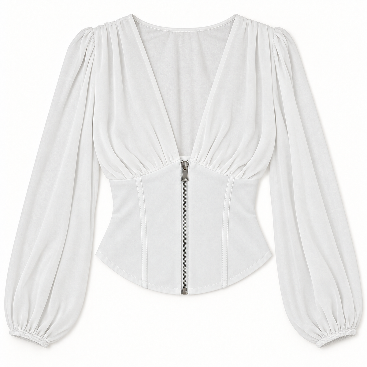 Maglia a corsetto con zip|Colore:Bianco