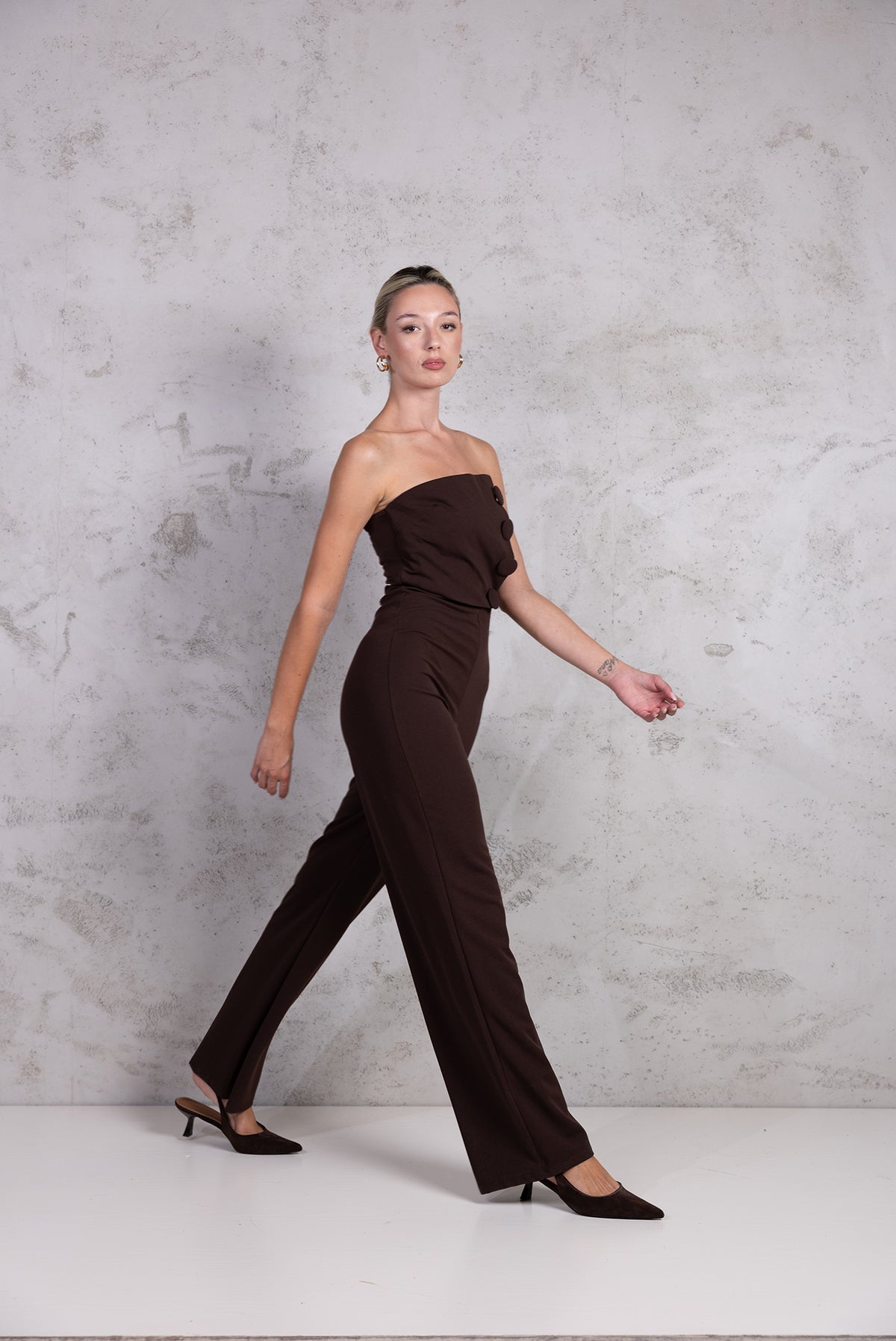 Tuta Maxi botton|Colore:Marrone