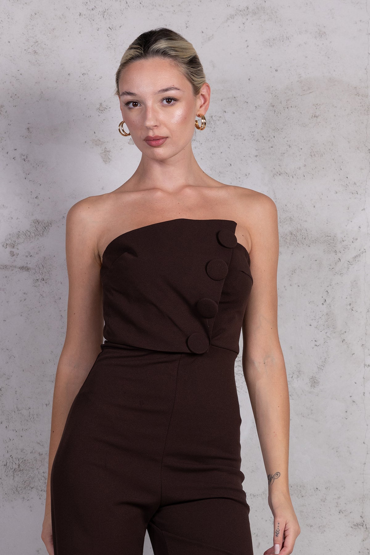 Tuta Maxi botton|Colore:Marrone