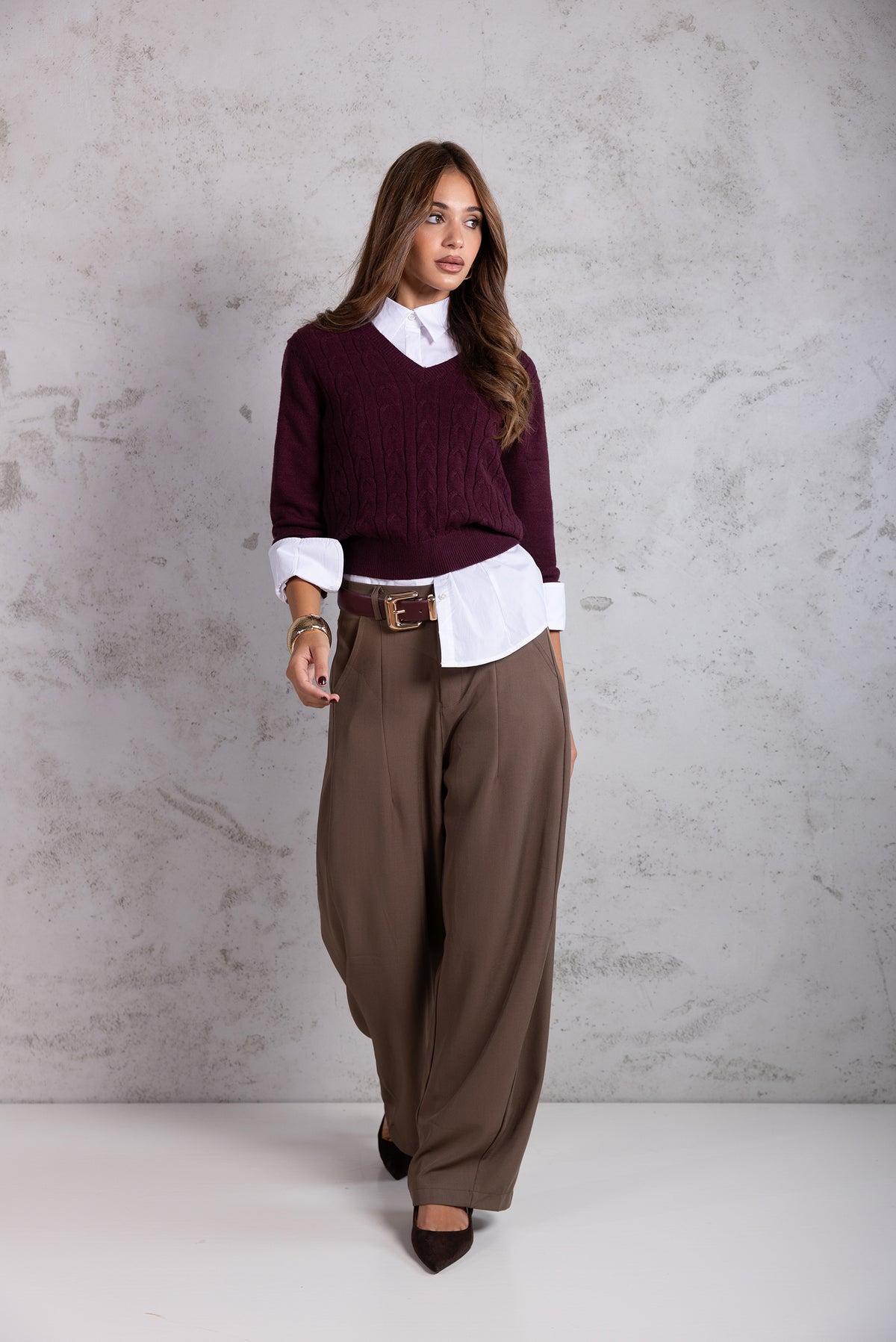 Pantalone Sartoriale Fluid Wide-Leg|Colore:Marrone