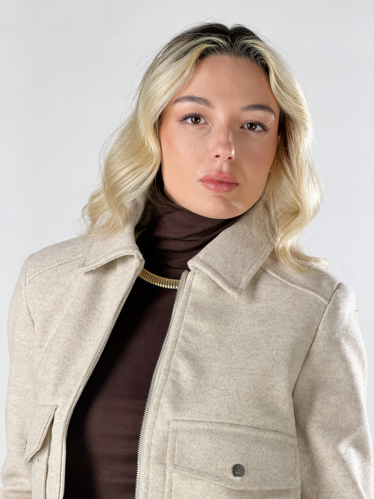 Giacca con tasconi|Colore:Beige melange