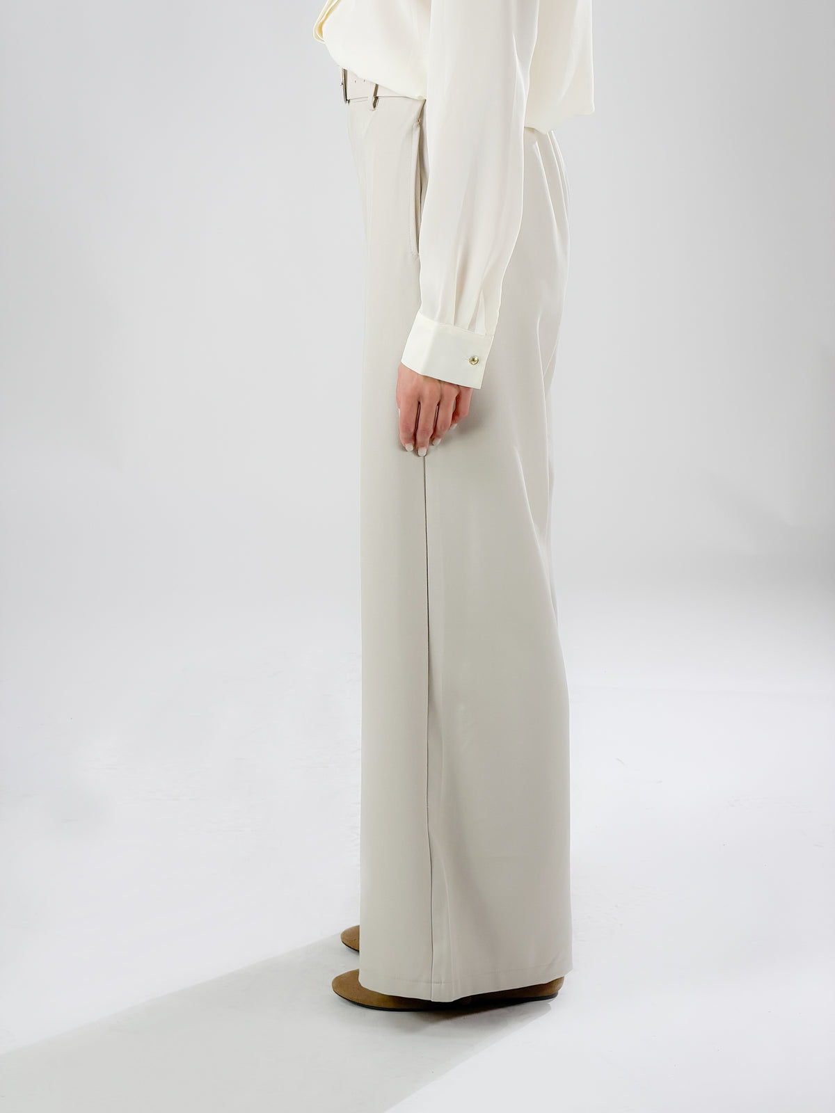 Pantalone con cintura wide leg|Colore:Beige
