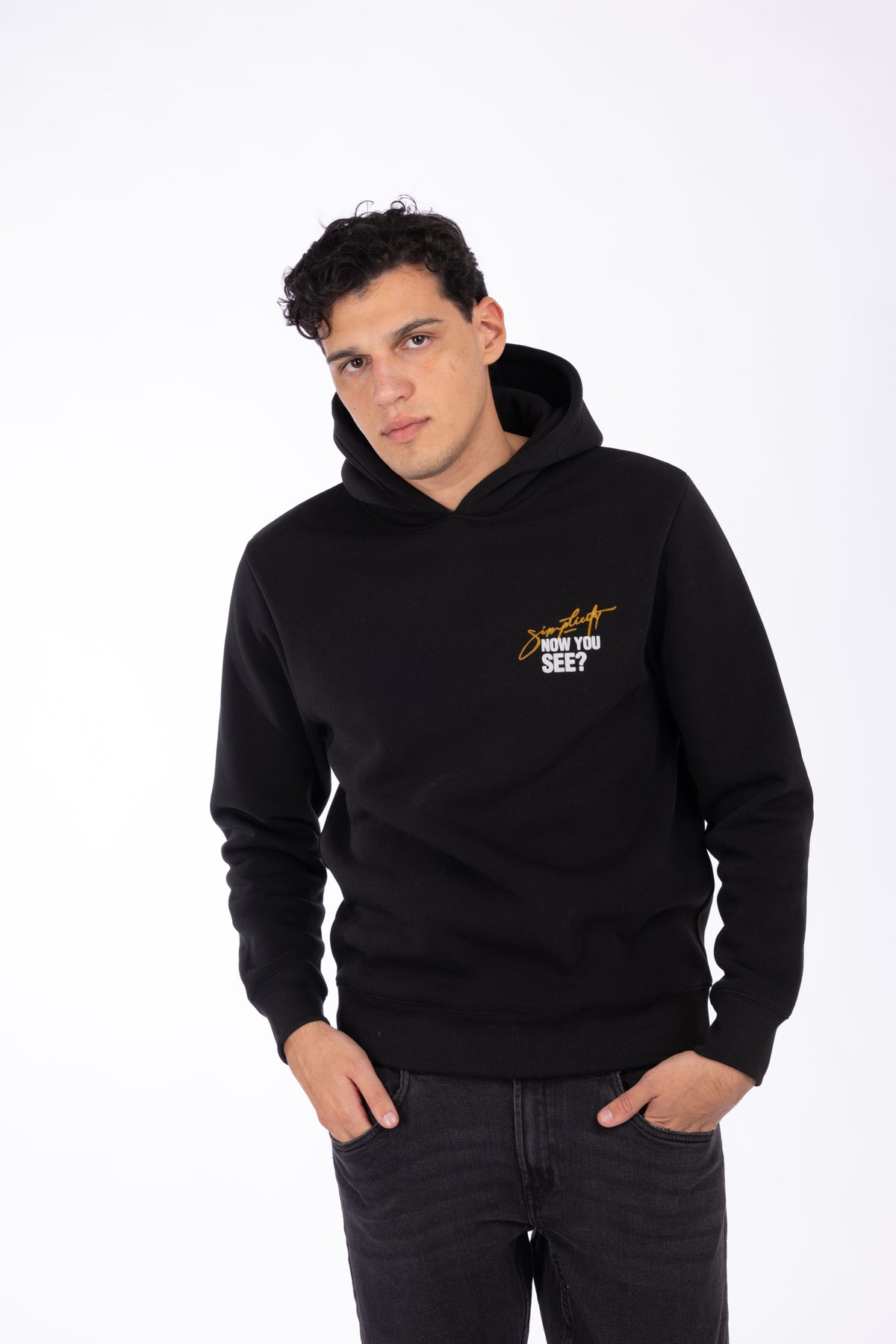 Felpa con cappuccio con stampa|Colore:Black