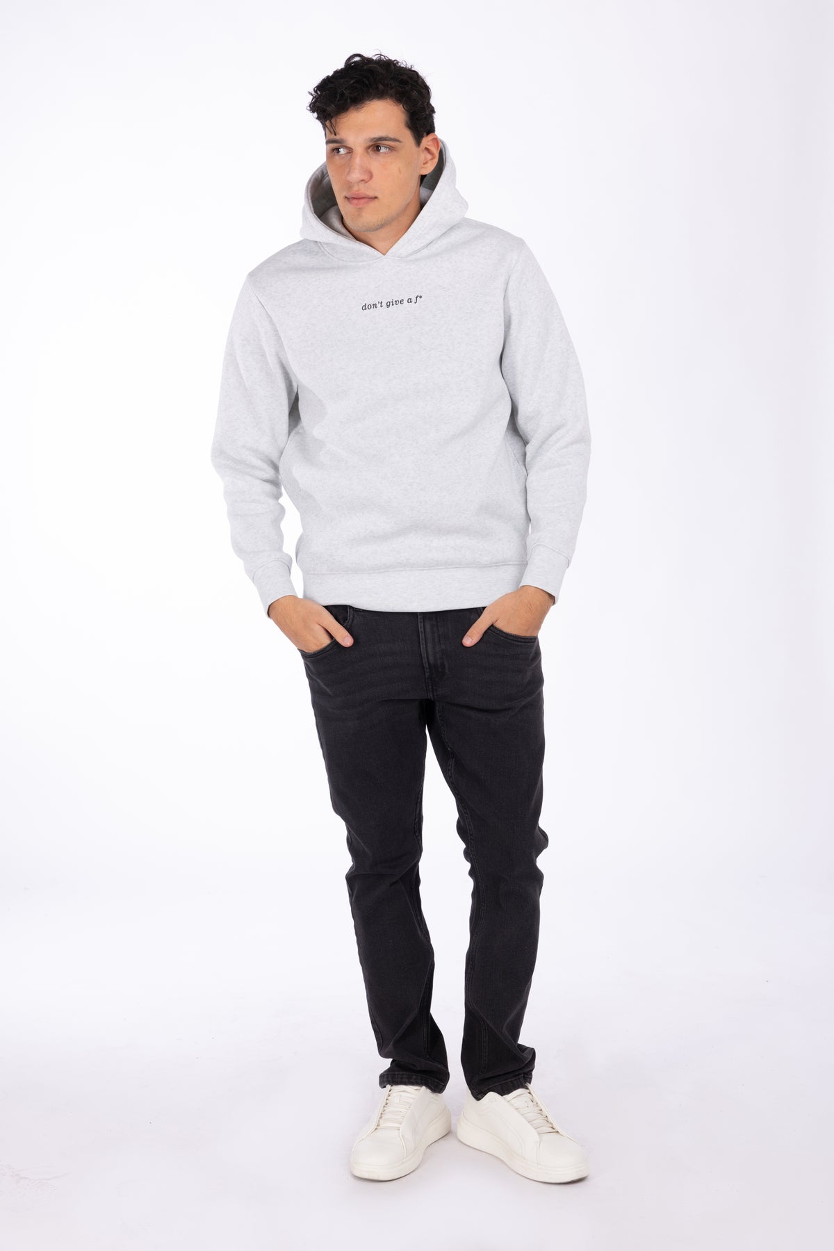 Felpa London con cappuccio e stampe|Colore:Light grey melange