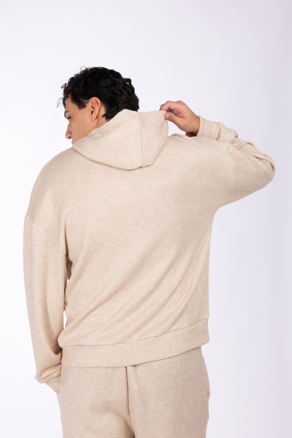 Felpa con cappuccio lavorata in maglia|Colore:Fango