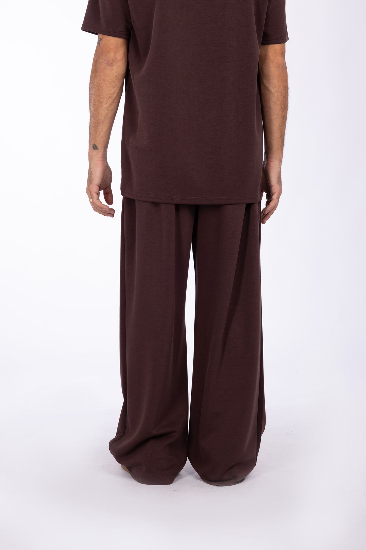 Pantalone baggy con elastico e pince|Colore:Marrone