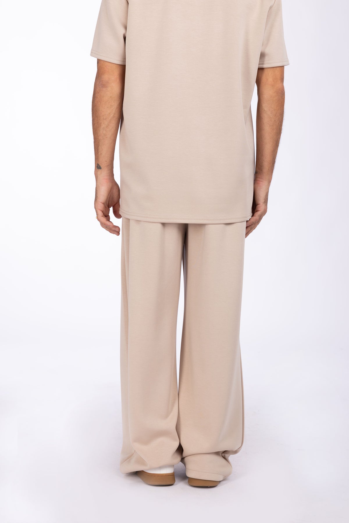 Pantalone baggy con elastico e pince|Colore:Beige
