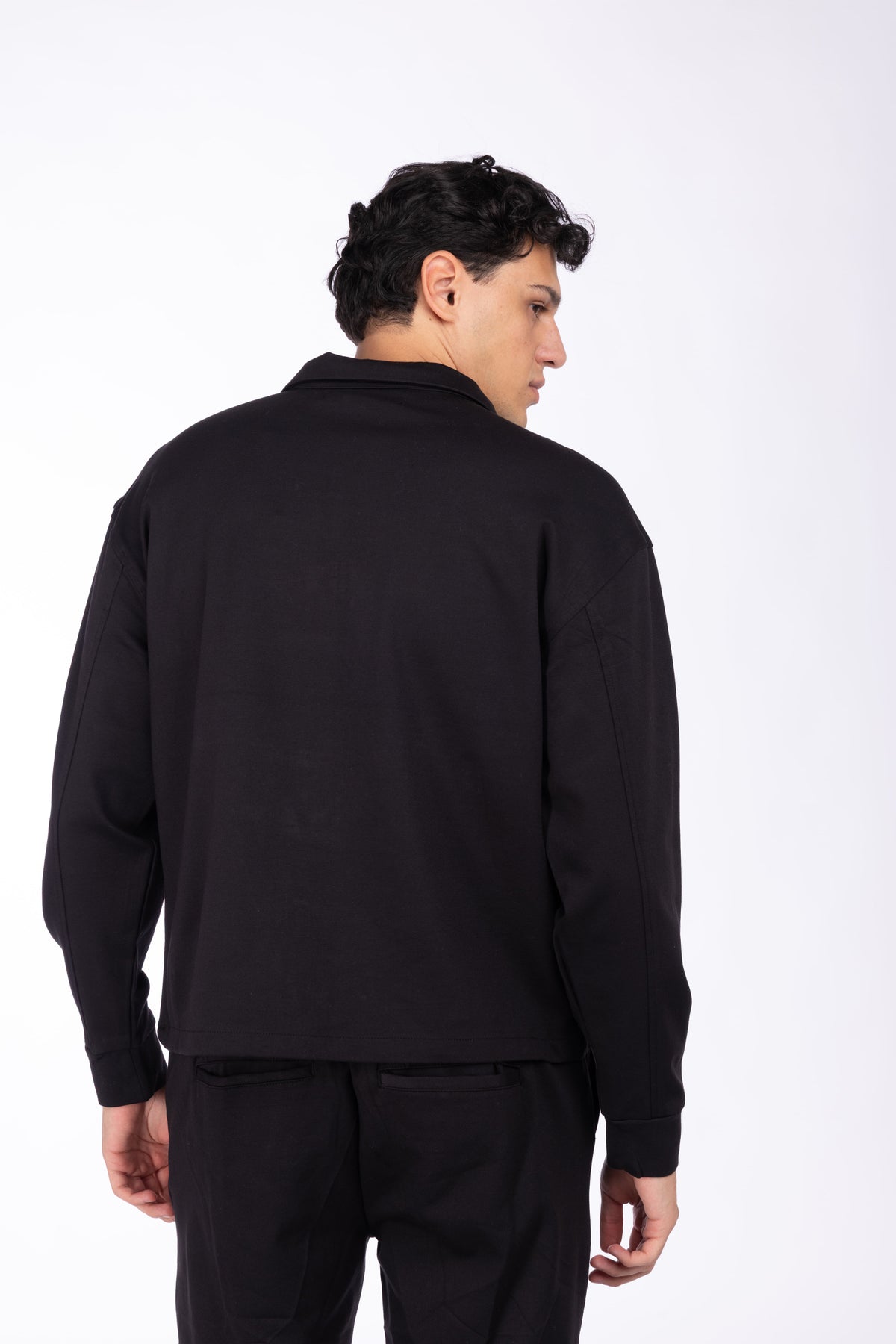 Felpa modello polo con zip|Colore:Nero