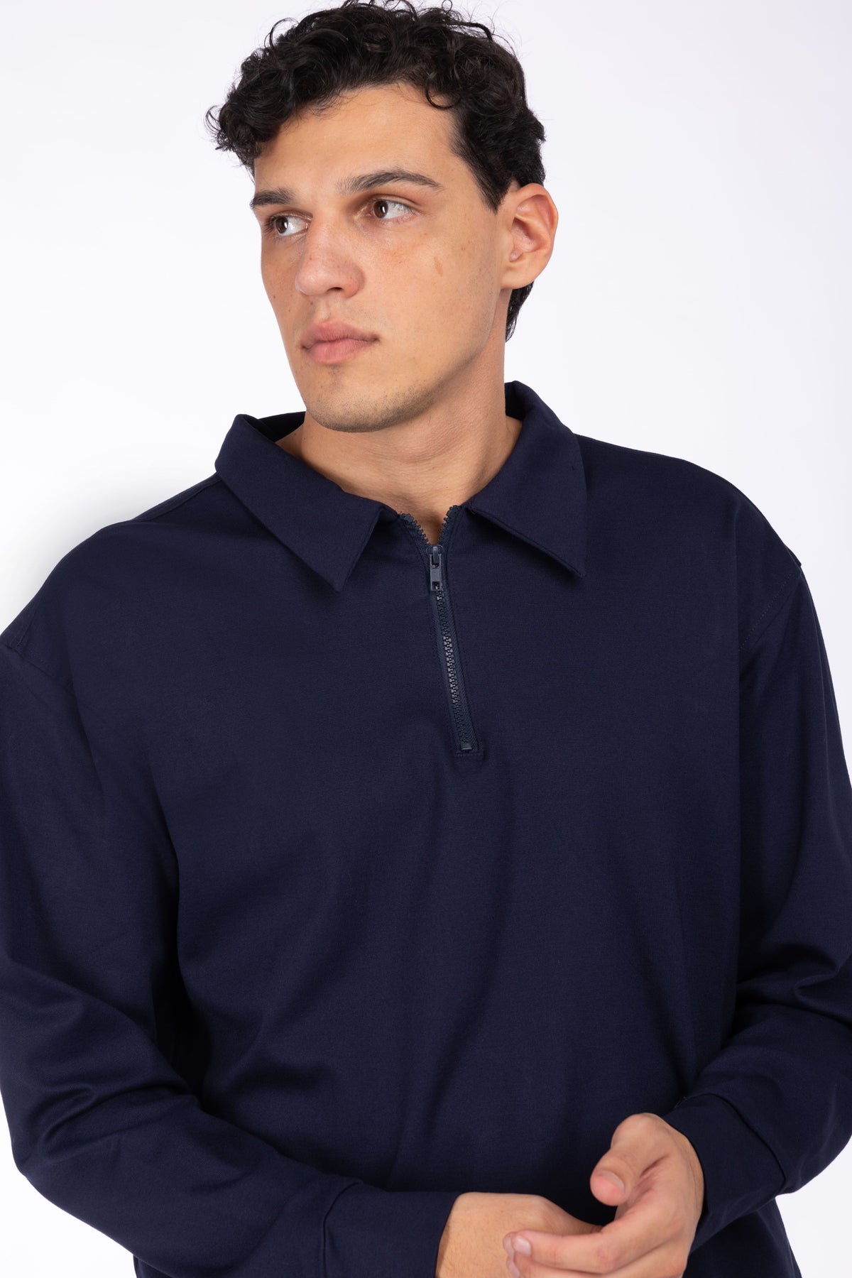 Felpa modello polo con zip|Colore:Blue