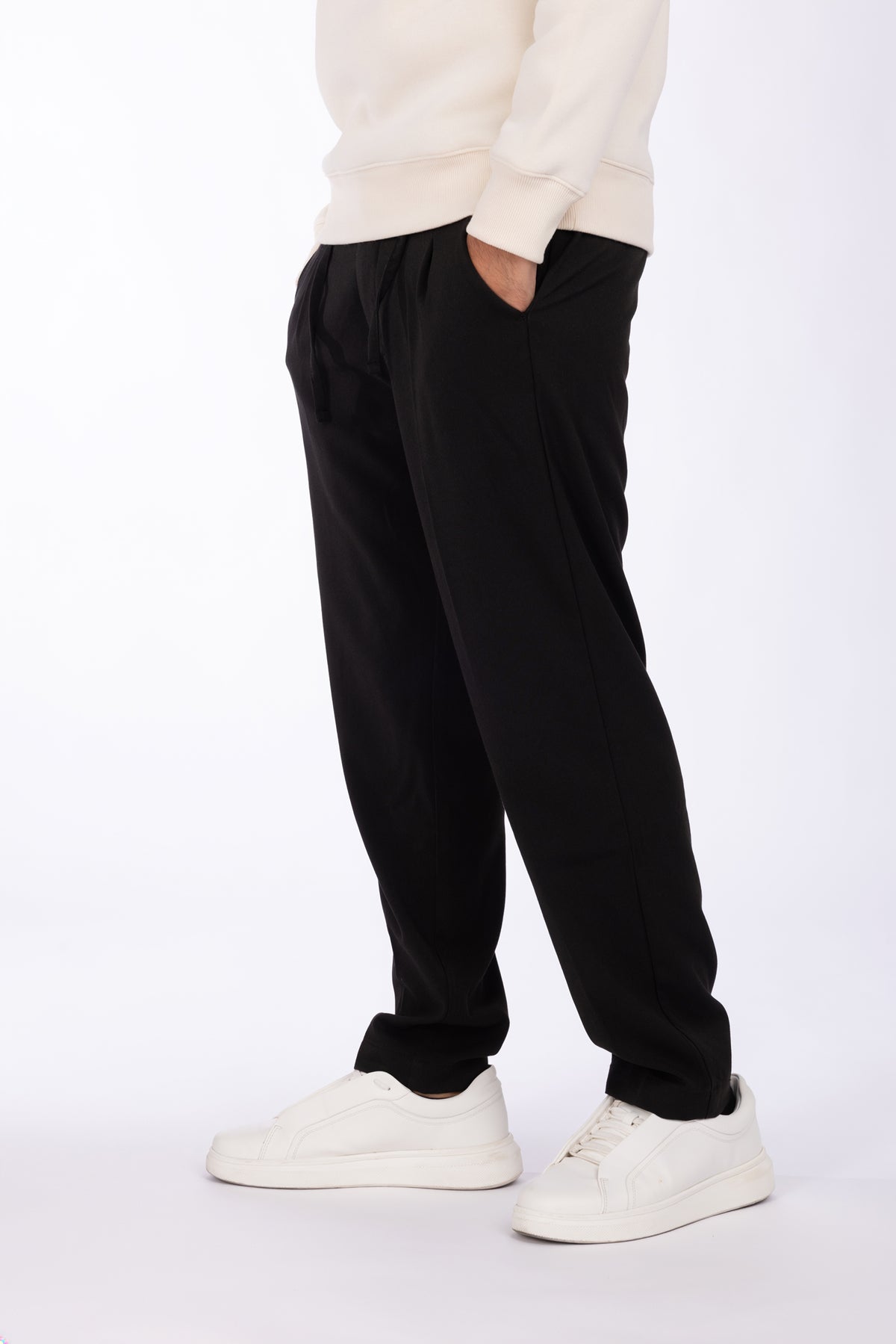 Pantaloni con coulisse e tasche a filo|Colore:Nero