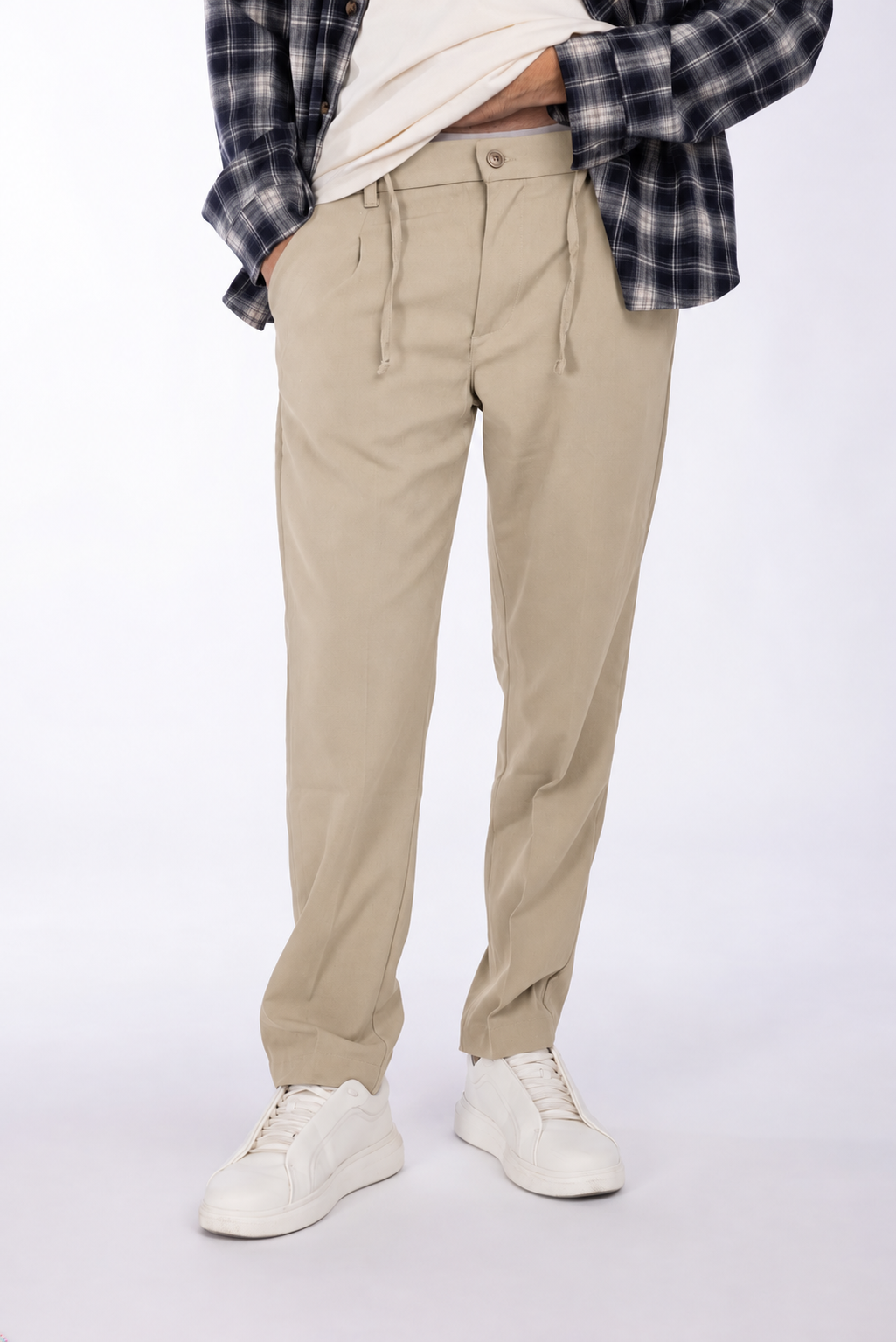Pantaloni con coulisse e tasche a filo|Colore:Beige