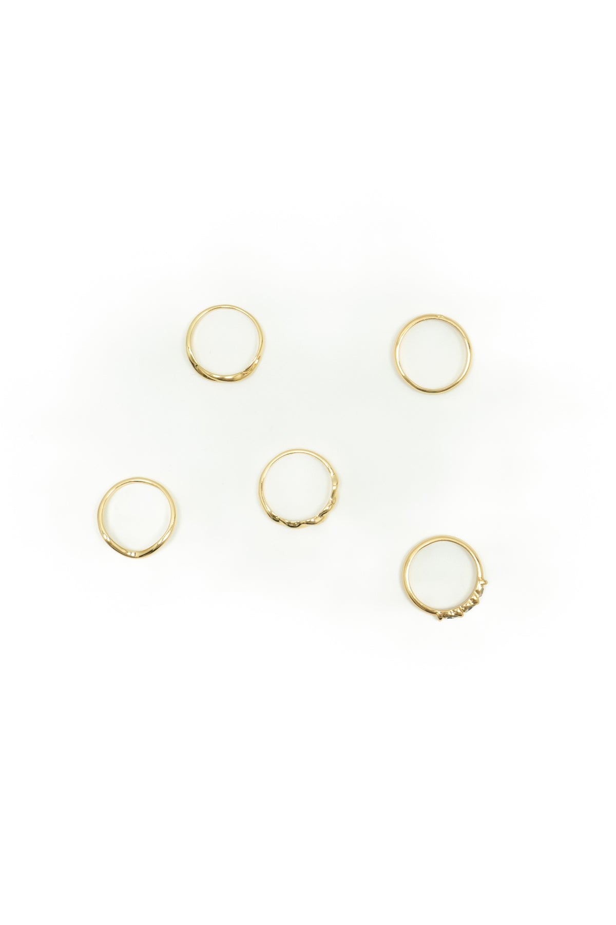 Set di sei anelli dorati impilabili |Colore:Oro