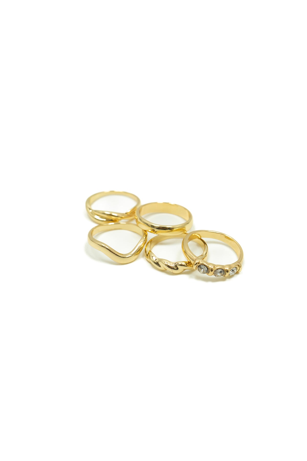 Set di sei anelli dorati impilabili |Colore:Oro