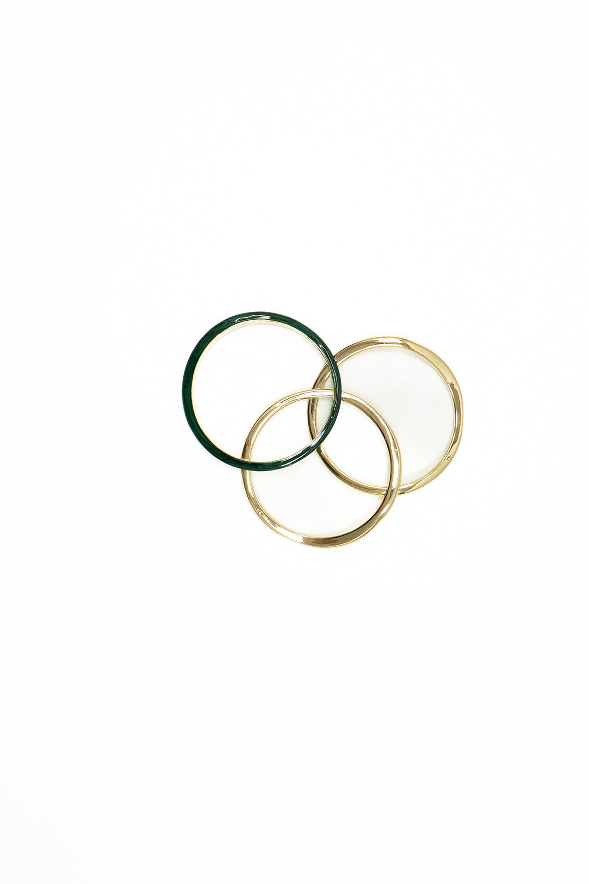 Set di tre anelli sottili intrecciati|Colore:Verde