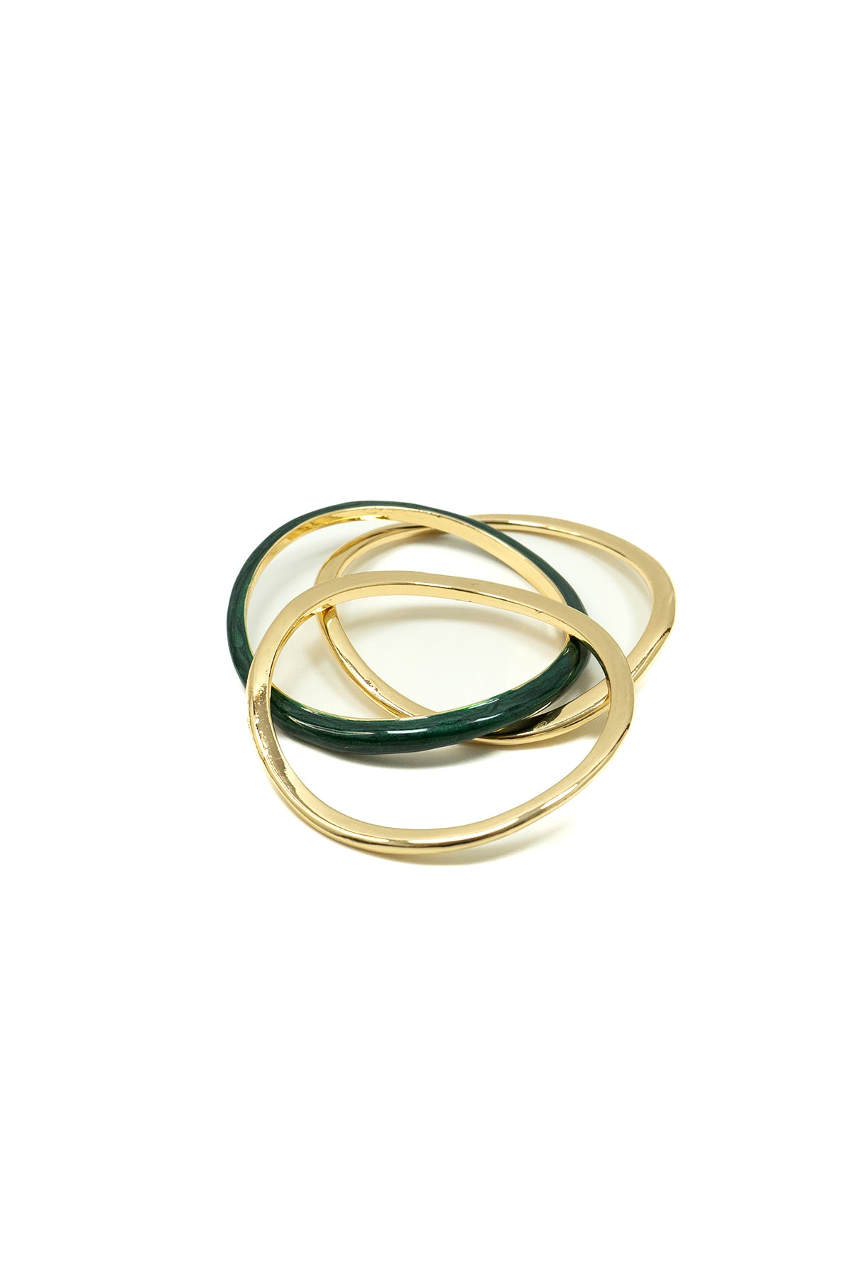 Set di tre anelli sottili intrecciati|Colore:Verde