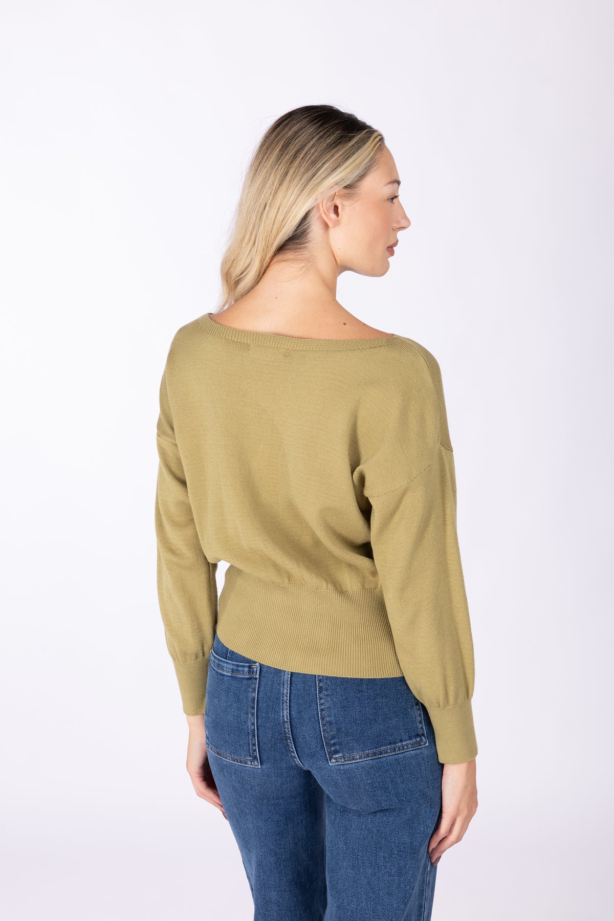 Maglia Cropped scollo barca|Colore:Oliva