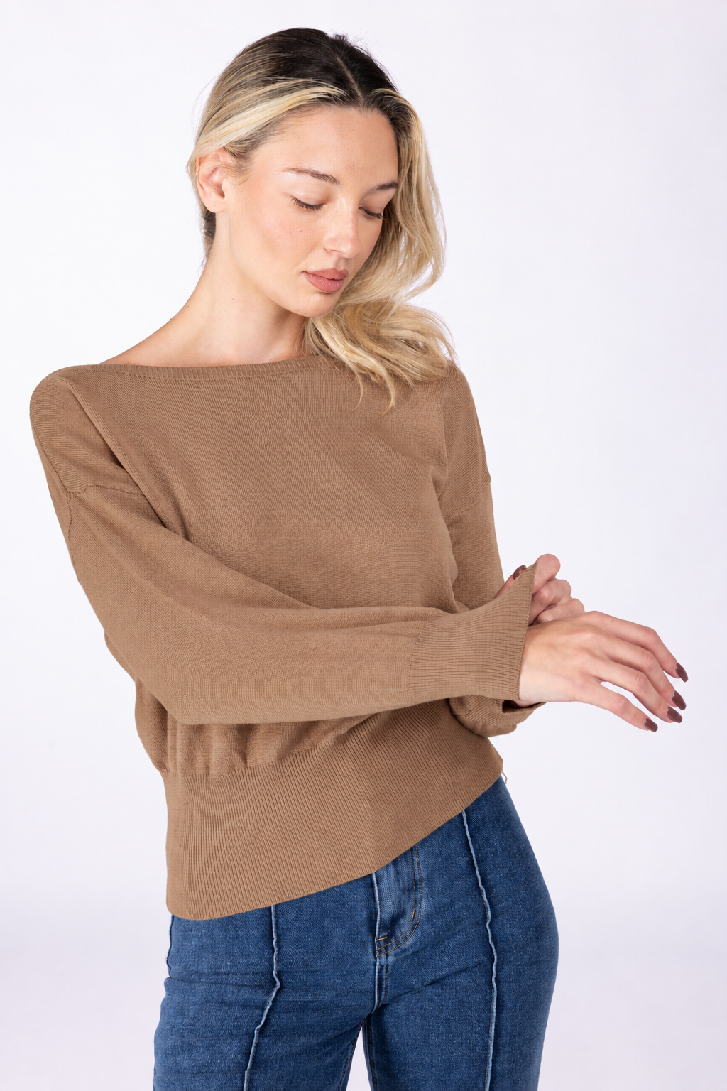 Maglia Cropped scollo barca|Colore:Camiciola