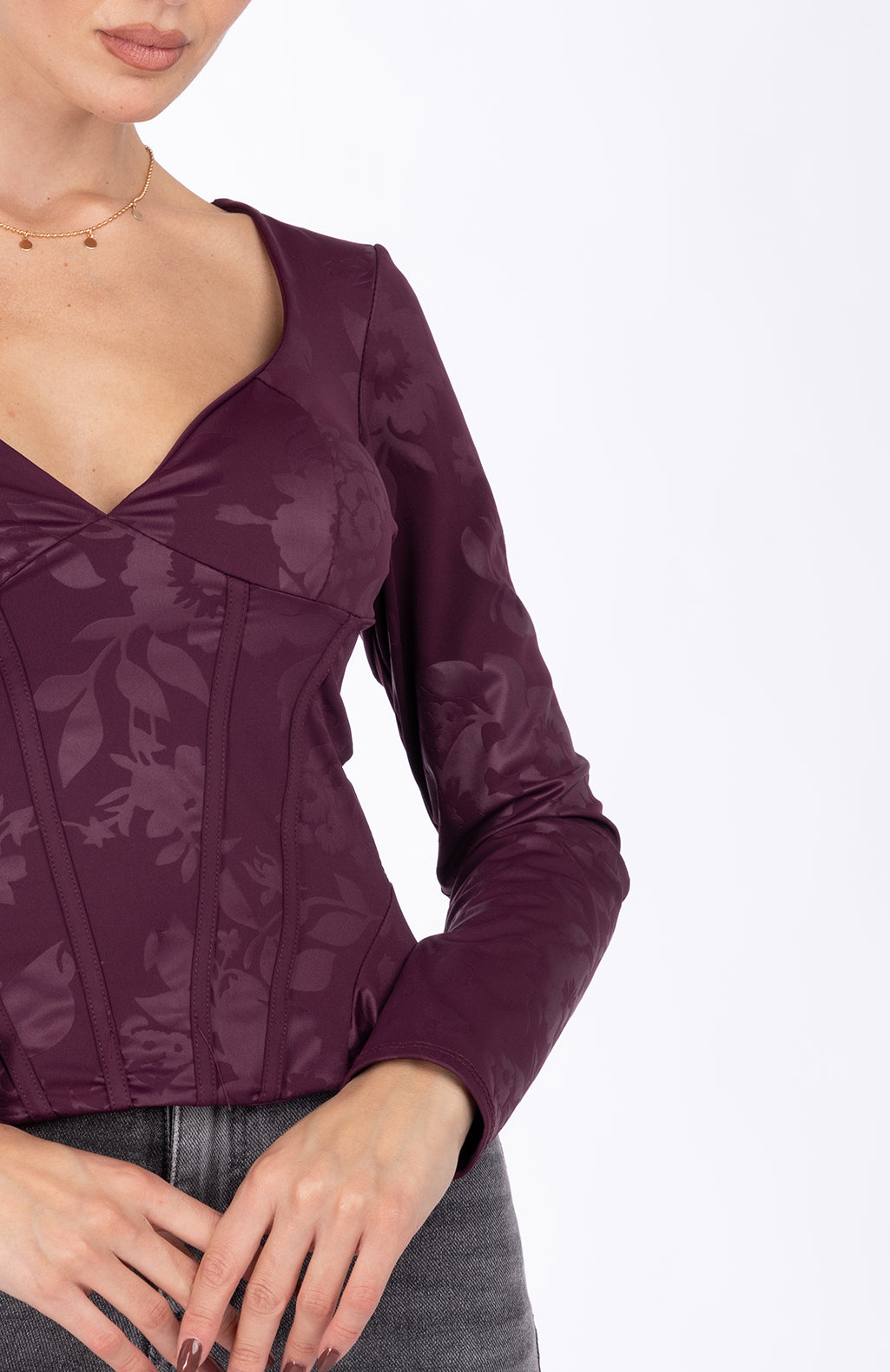 Maglia Bridget scollo a cuore|Colore:Prugna