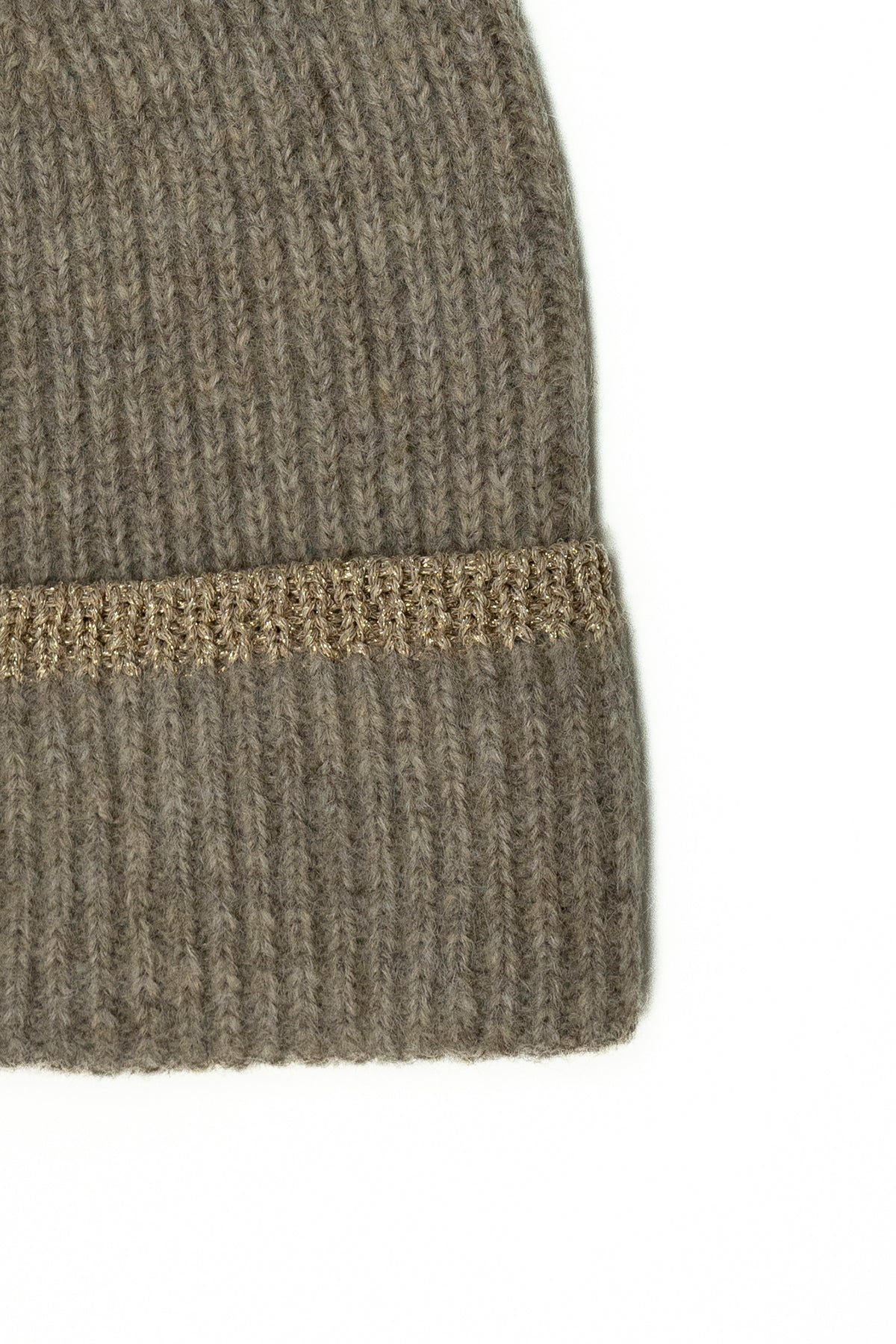 Berretto con risvolto e dettaglio lurex|Colore:Beige