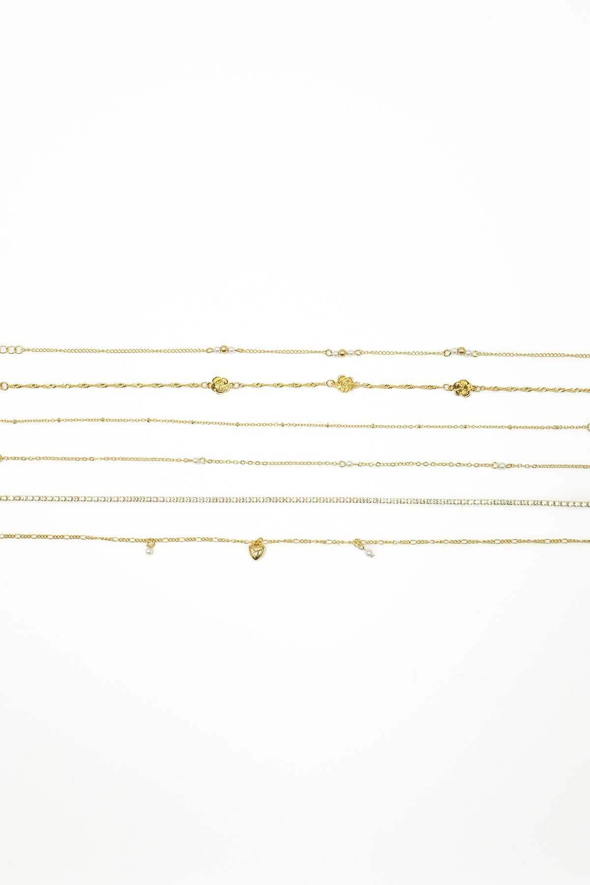 Collana multi fili con rosa|Colore:Oro