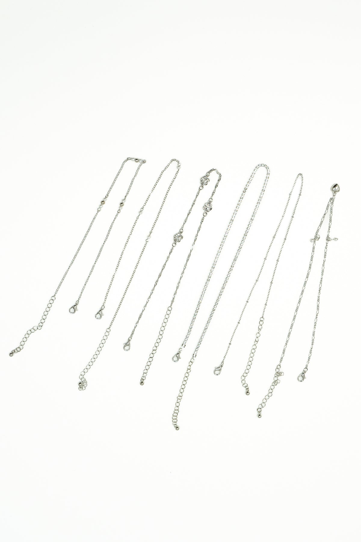 Collana multi fili con rosa|Colore:Argento